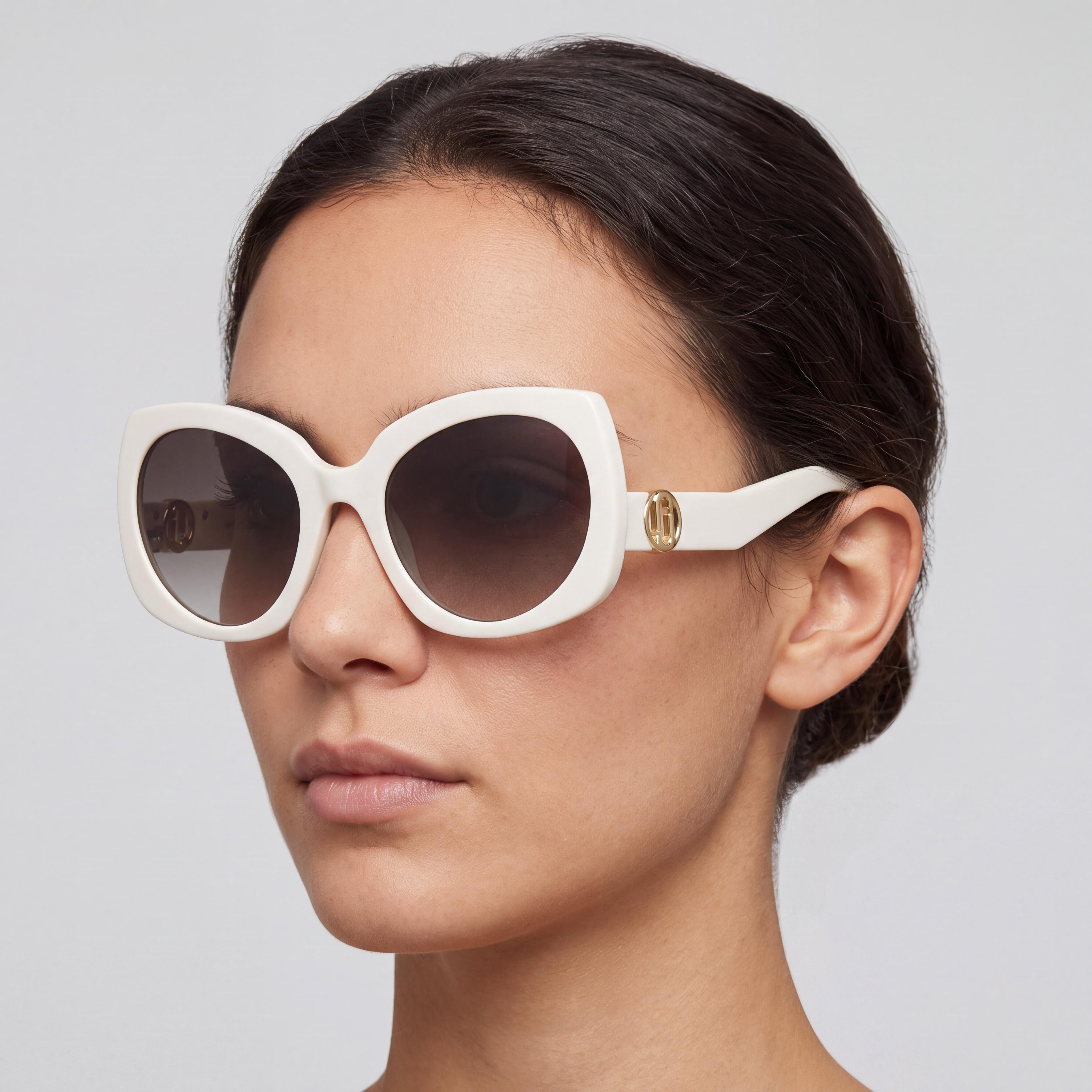 Gafas de sol clásicas de mujer Marc Jacobs con montura de poliamida color marfil y lentes marrones degradadas de 57 mm de ancho de lente, Photo 3