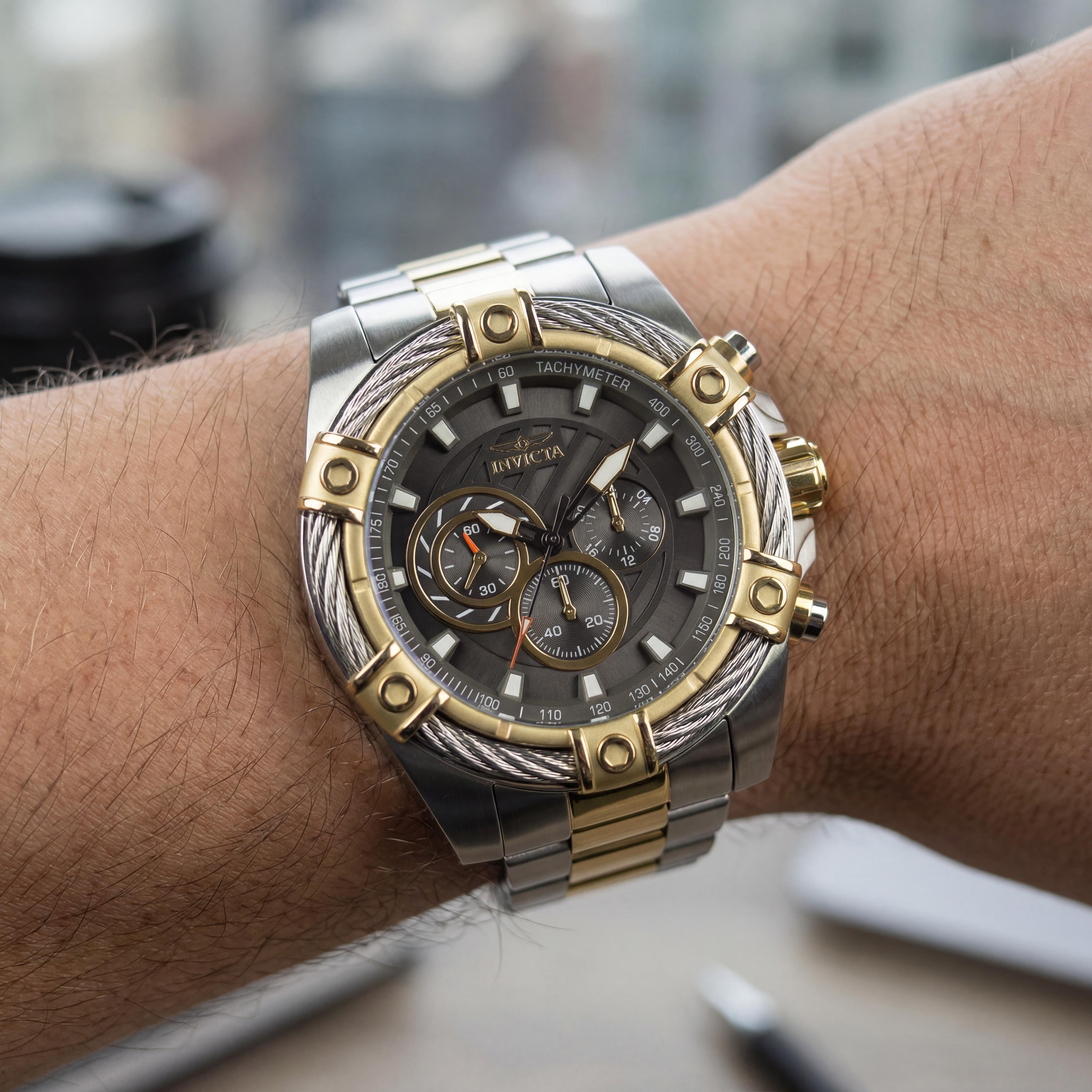 Invicta Bolt 49748 Men's Silver & Gold-tone Stainless Steel Chronograph Quartz Watch 52mm Case, Photo 4