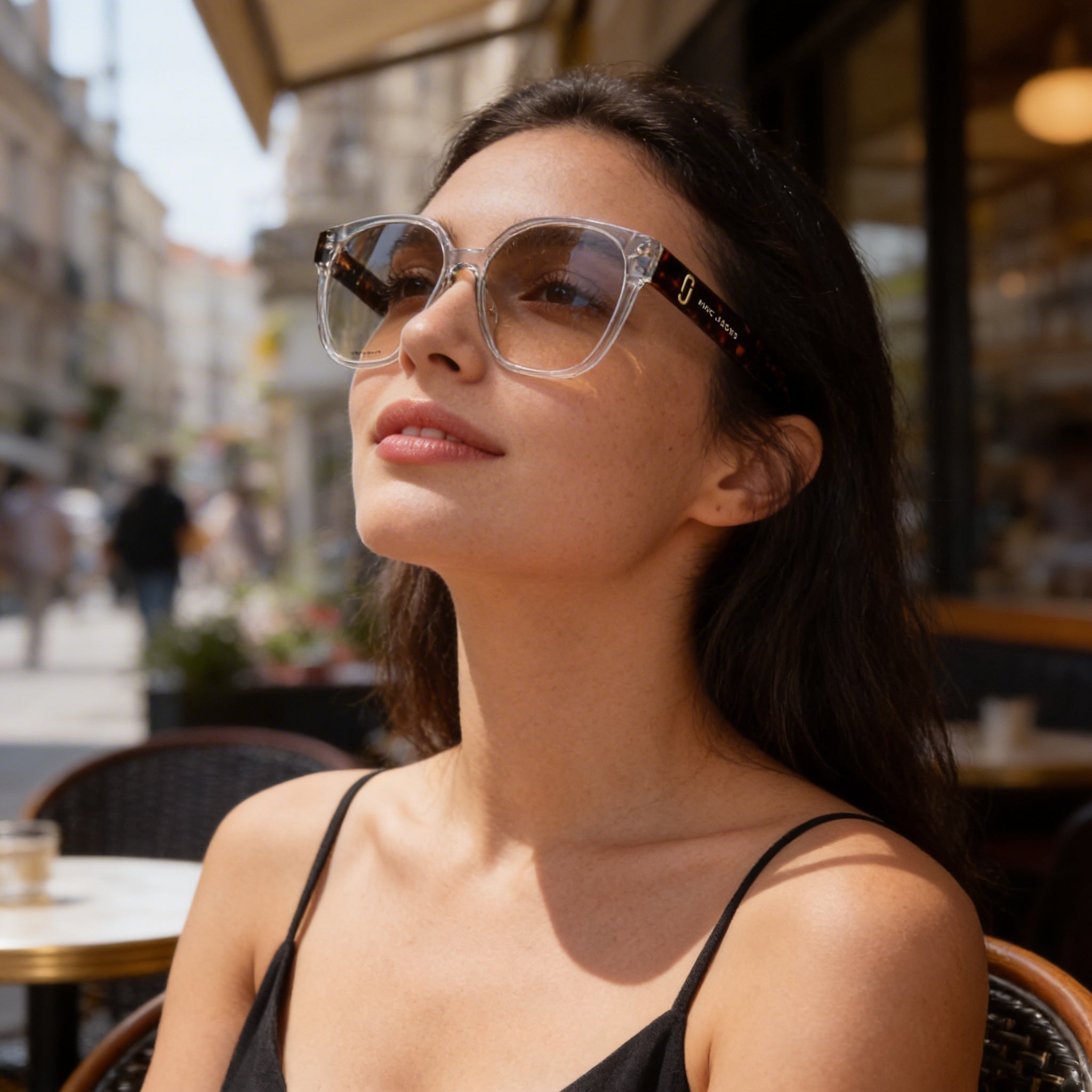 Marc Jacobs Gafas casuales para mujer montura de propionato de celulosa color habana cristalina, lentes de 55 mm, puente de 16 mm, patillas de 145 mm, Photo 5