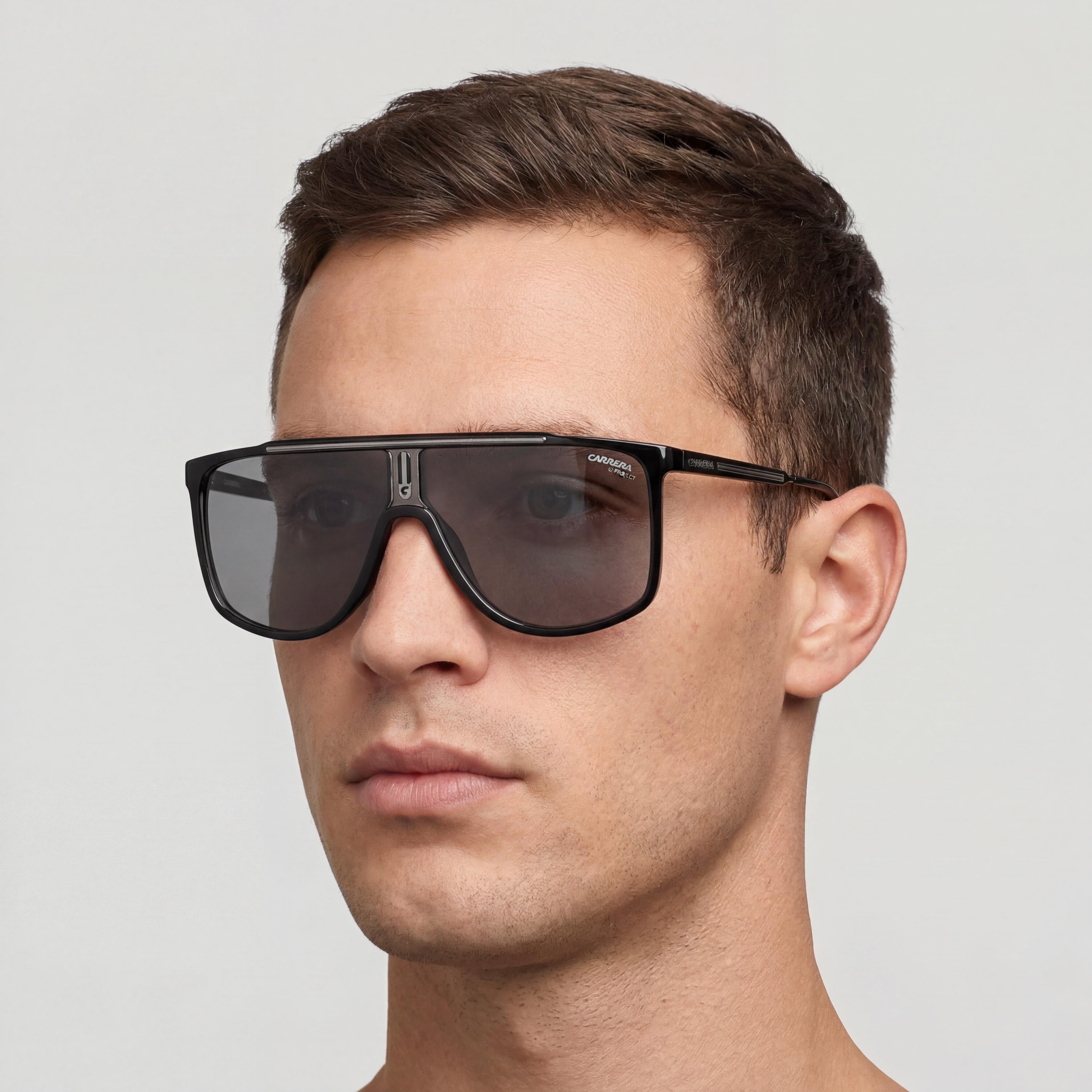 Carrera Casual Men's Black Grey Thermoplastic Navigator 61mm Non-Polarized UV Protection Sunglasses, Photo 4