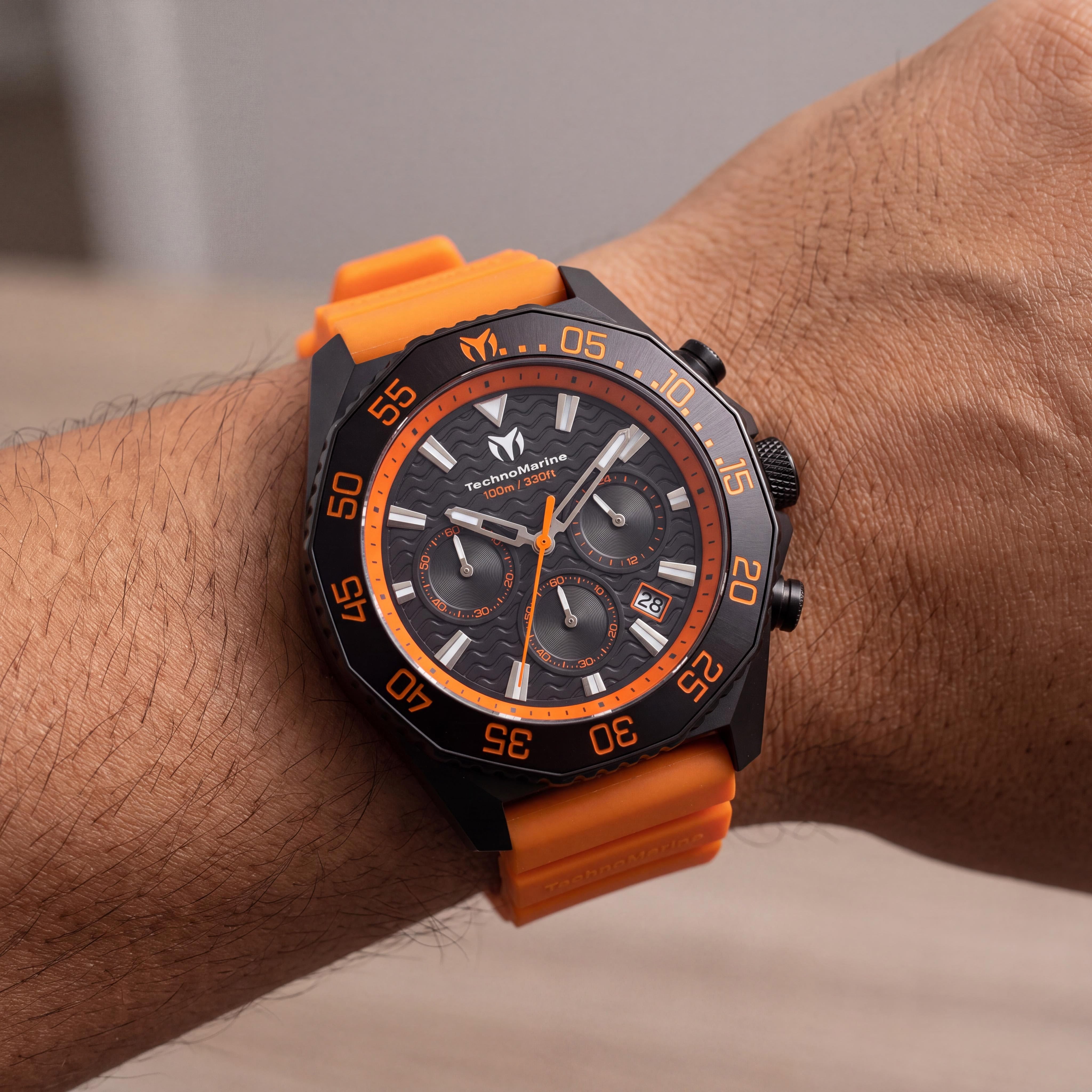 Reloj Technomarine Mar Vivo TM-225076 Cronógrafo de Cuarzo Unisex, Esfera Negra, Caja de Acero, Correa de Silicona, 44mm, Photo 4