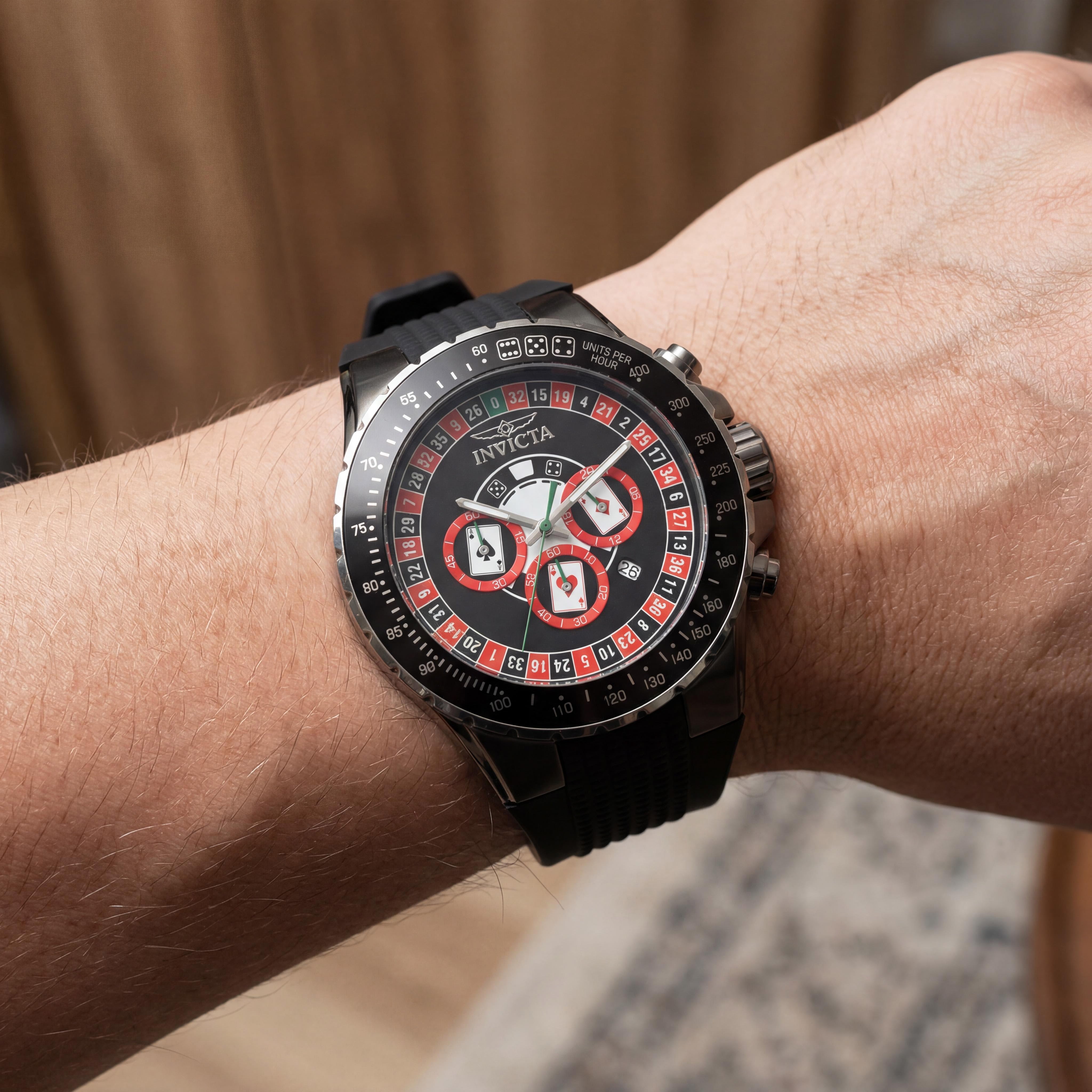 Invicta Aviator 49850 Unisex Stainless Steel Red Dial Quartz Watch with Silicone Strap, 10 ATM WR, 50mm, Photo 4