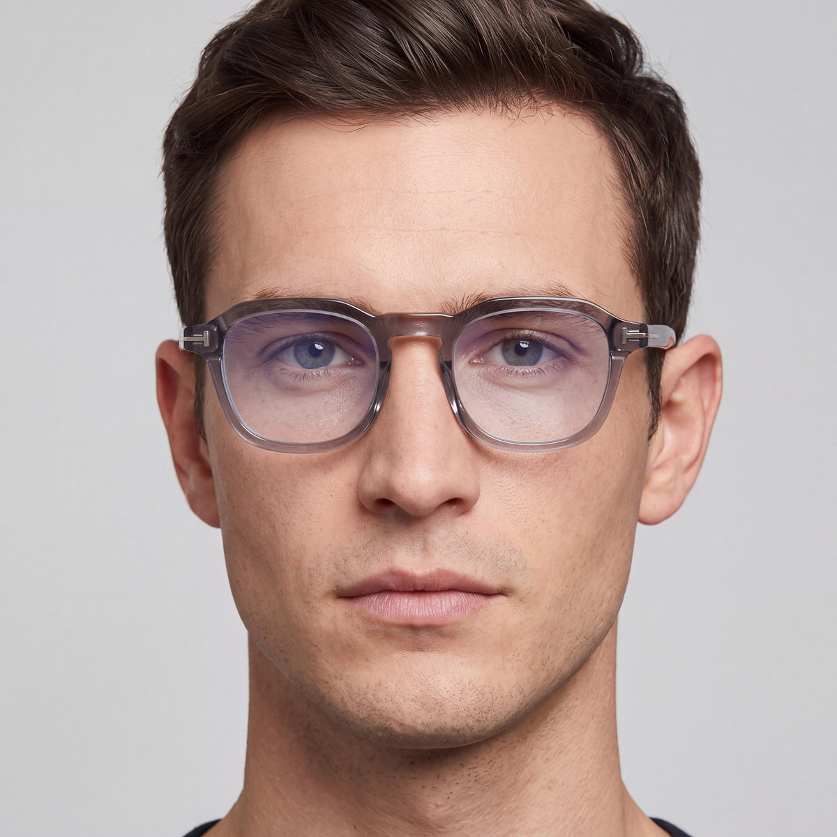 Tom Ford TF5836-B Men's Square Plastic Blue-Light Block Eyeglasses Transparent Grey 49mm, Photo 4