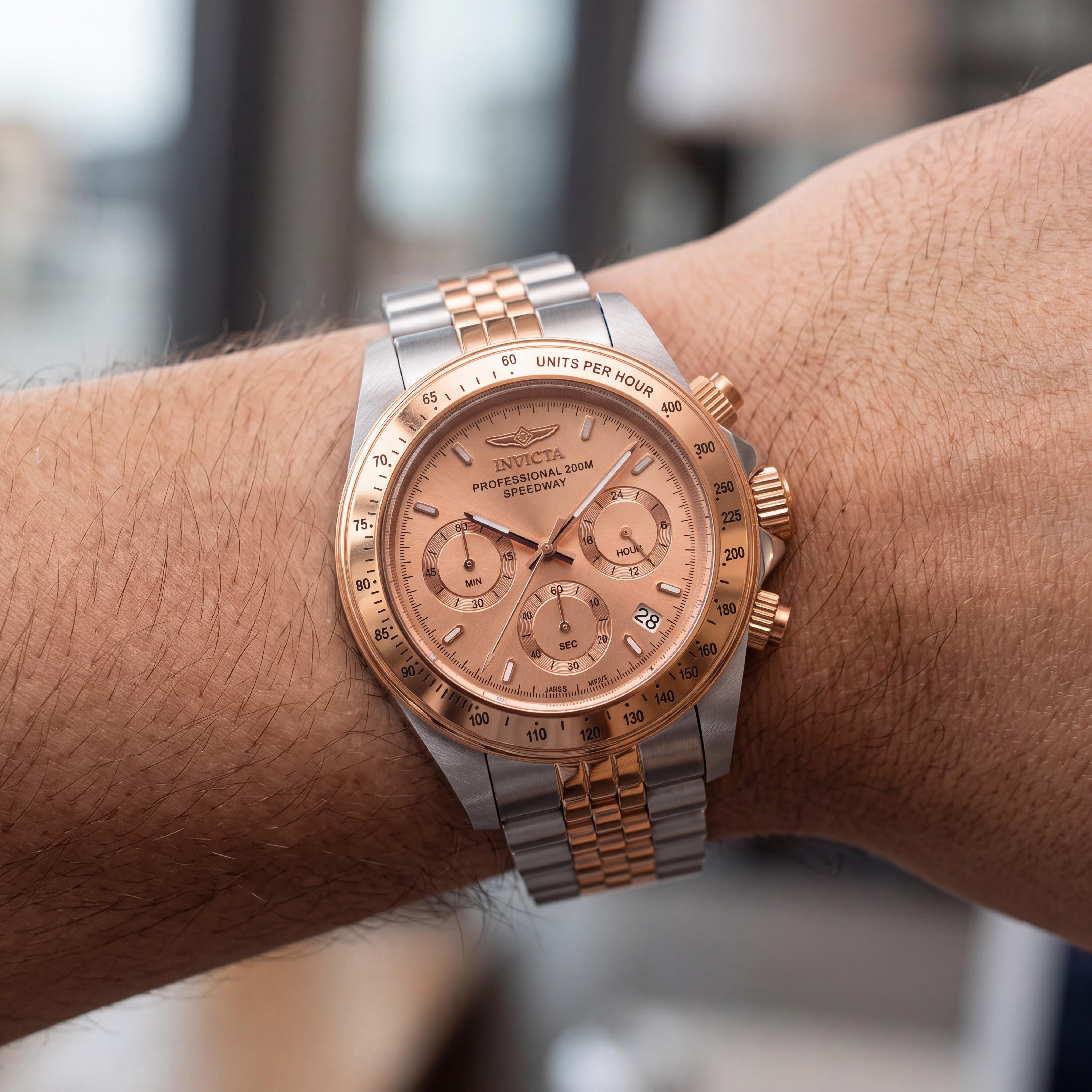 Invicta 30994 Men's Quartz Watch, Two-Tone Rose Gold & Silver, Glow In The Dark Dial, Scratch Resistant Mineral Crystal, Photo 4
