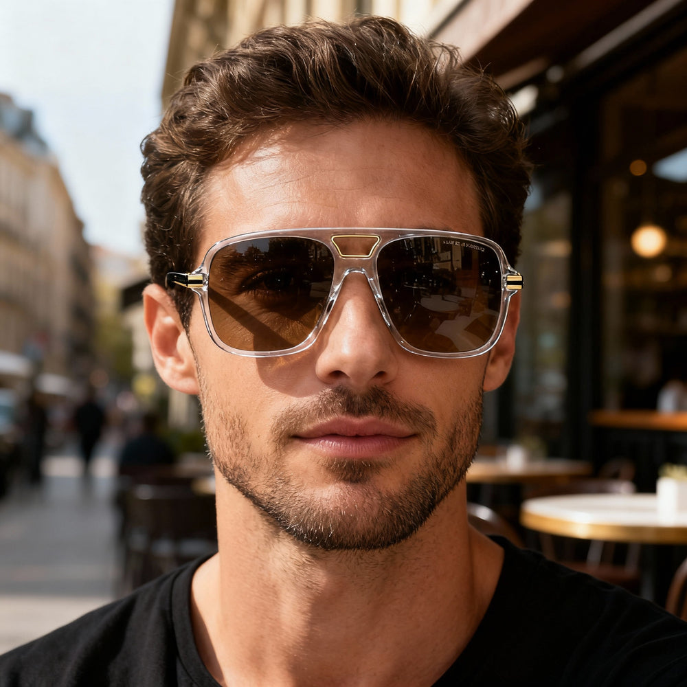 Marc Jacobs MARC 415/S Men's Classic Acetate Sunglasses, Crystal Black Frame, Brown Shaded Gradient Lenses, 56mm