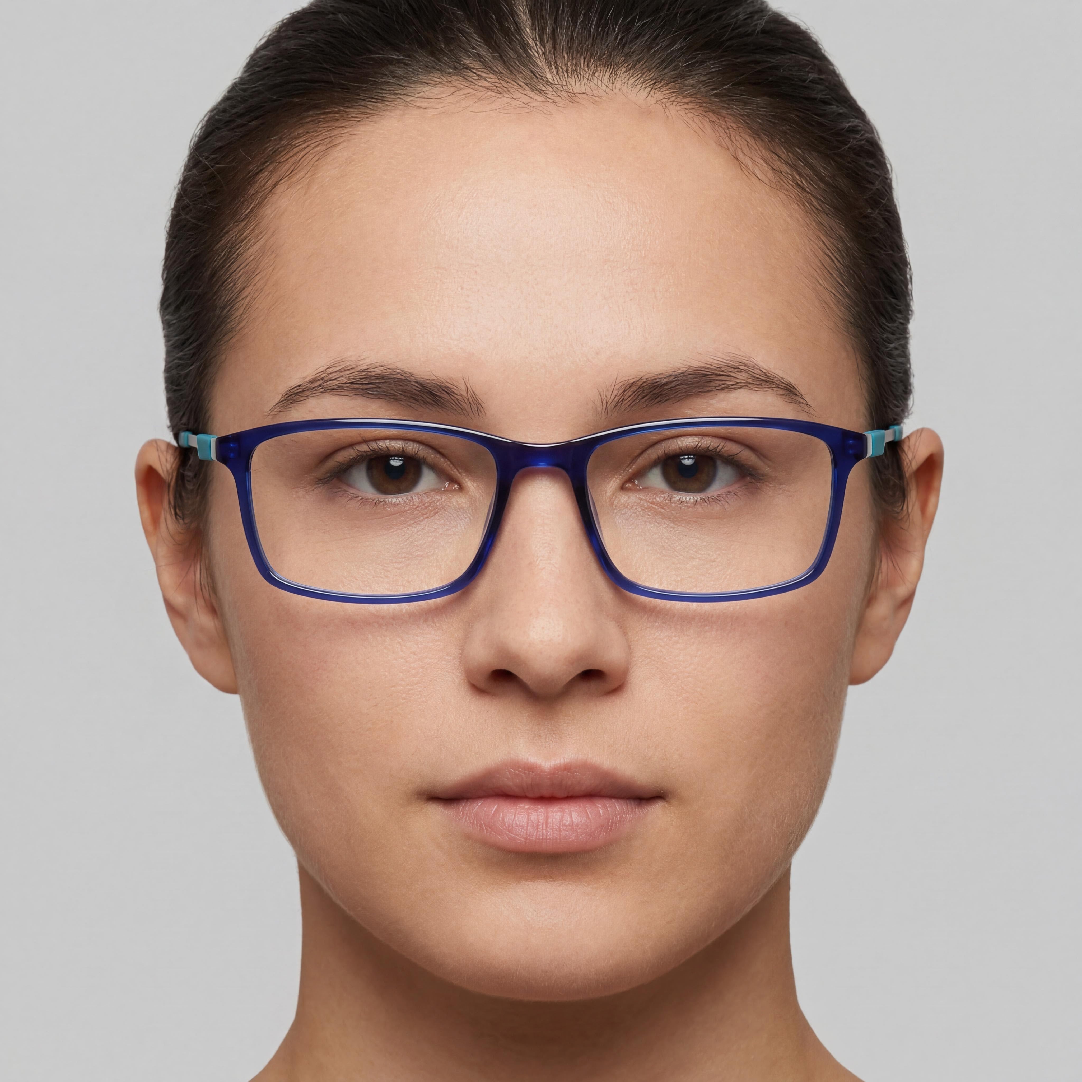 Montura de gafas Flexon Modern Optical para hombres y mujeres en azul marino brillante, talla 54-18-145, Photo 4
