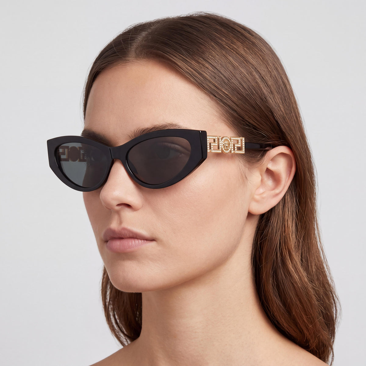 Versace Women's 0VE4470B GB1/87 Black Plastic Frame Contemporary Sunglasses with Grey Lenses 56mm, Photo 3