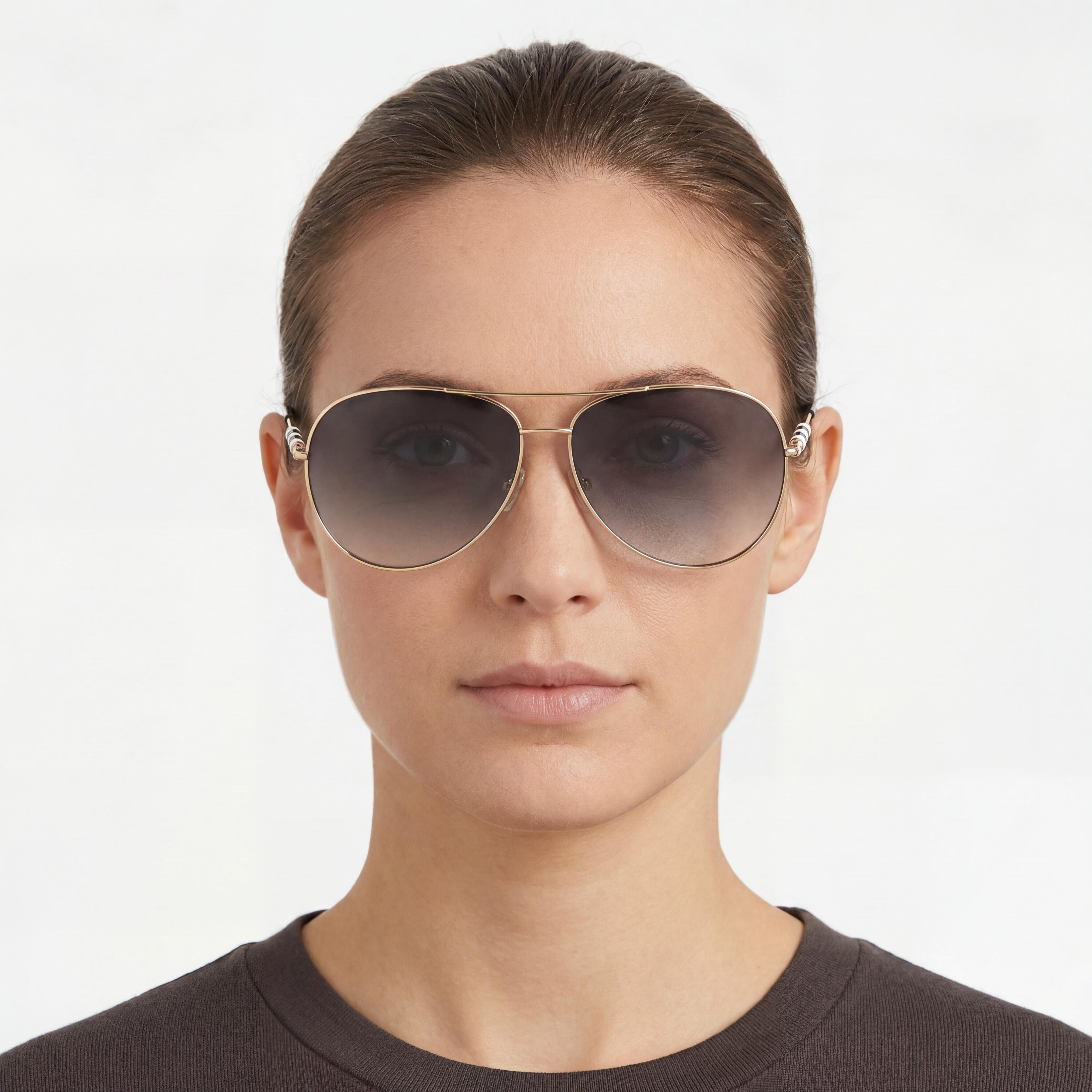 Gafas de sol Carolina Herrera Ch 0034/S para mujer, montura de acero inoxidable con degradado gris y lentes doradas, protección UV 100 %, 64 mm, Photo 5