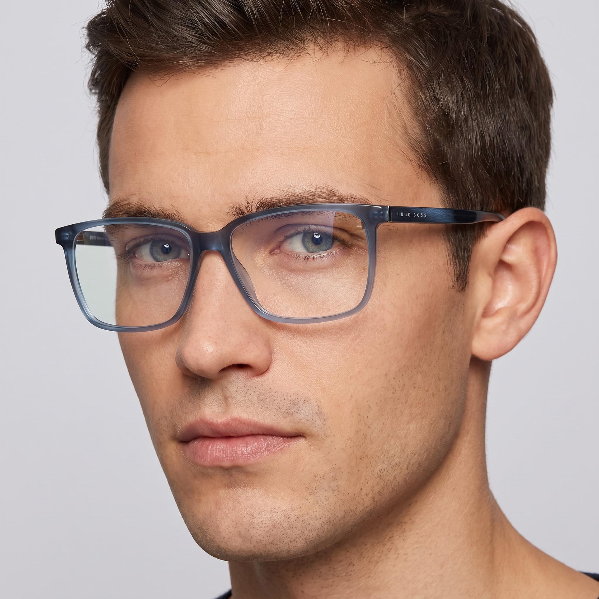 Hugo Boss Boss 1300/U Unisex Plastic Blue Havana Frame Polycarbonate Transparent Lenses 57mm, Photo 5