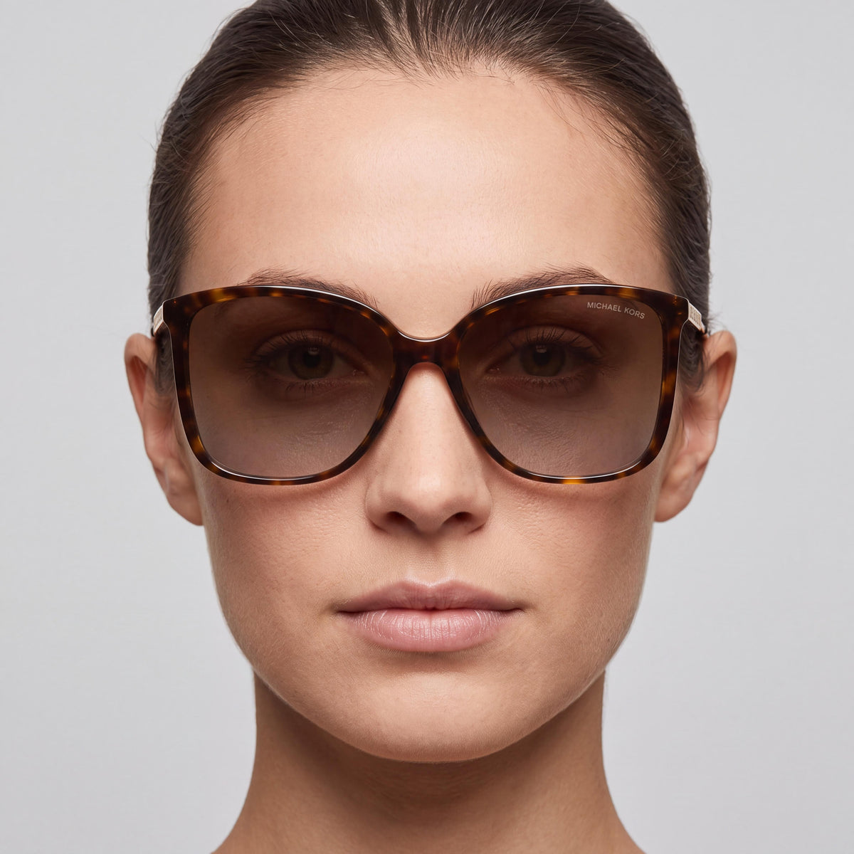Michael Kors MK2169 Women's Square Plastic Dark Tortoise Frame Light Brown Gradient Polarized Sunglasses 56-17-120, Photo 4