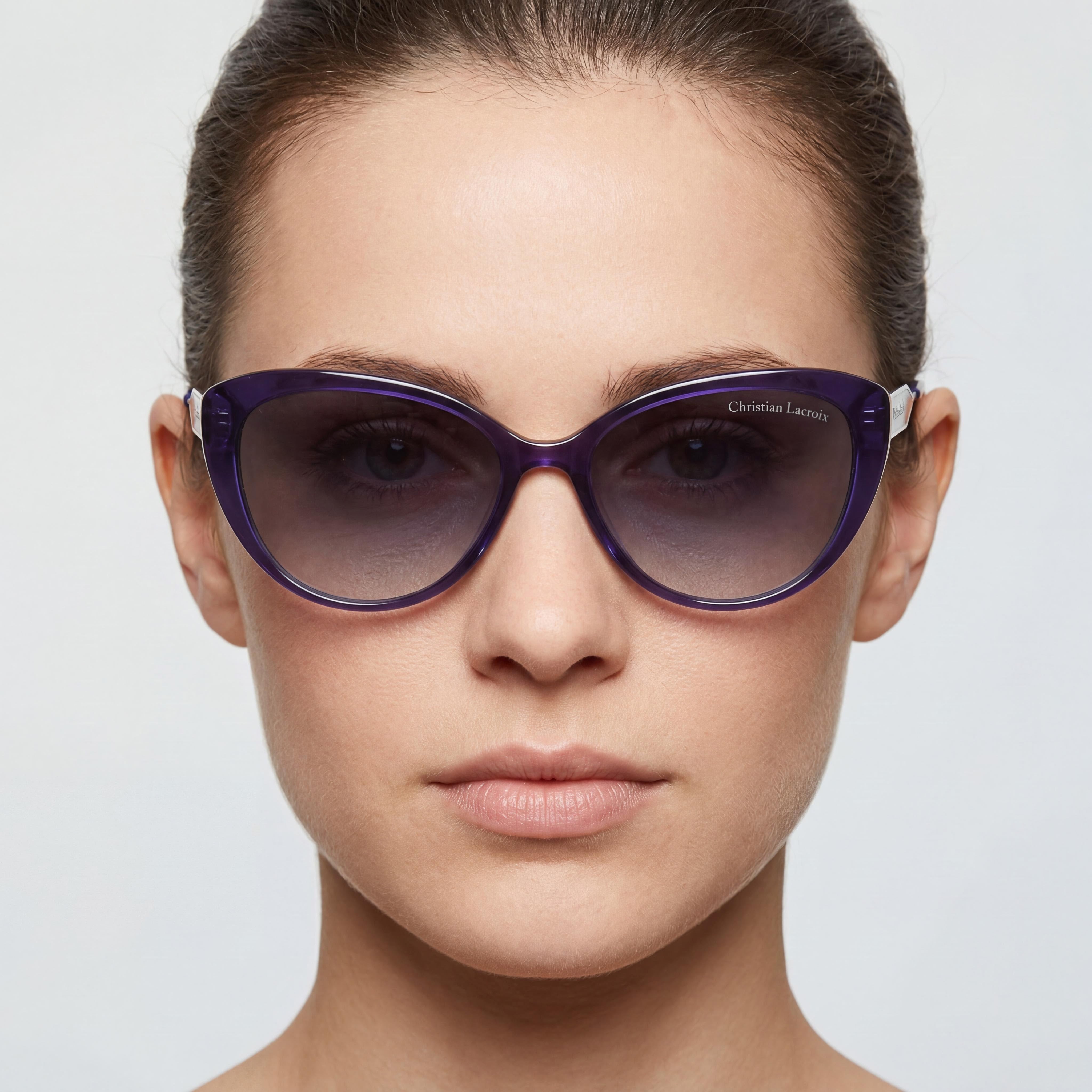 Gafas de sol Christian Lacroix Cl para mujer, de plástico degradado, con montura gris marino cristal y lentes grises., Photo 4