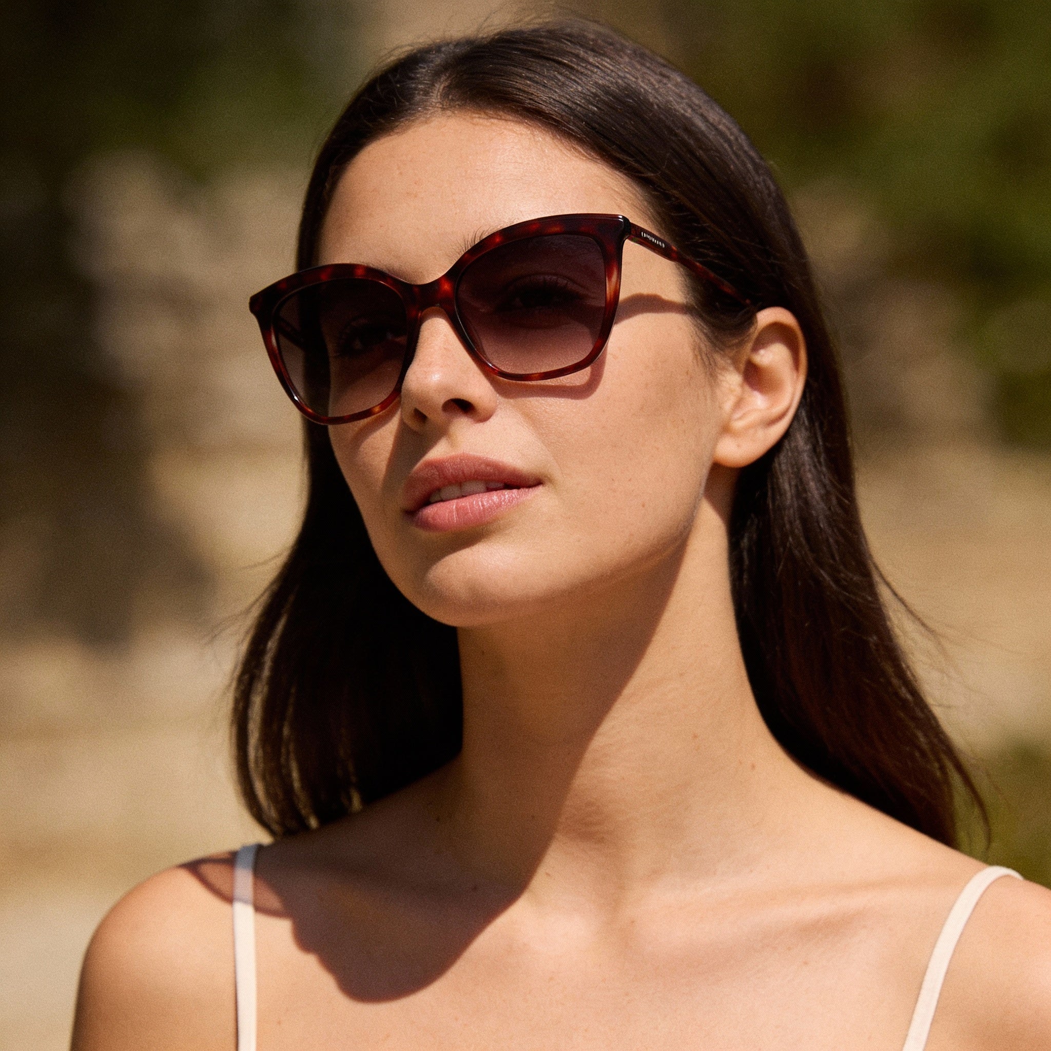 Gafas de sol casuales Longchamp LO729S para mujer con montura de propionato Havana rojo y lentes de policarbonato de 55 mm, Photo 6