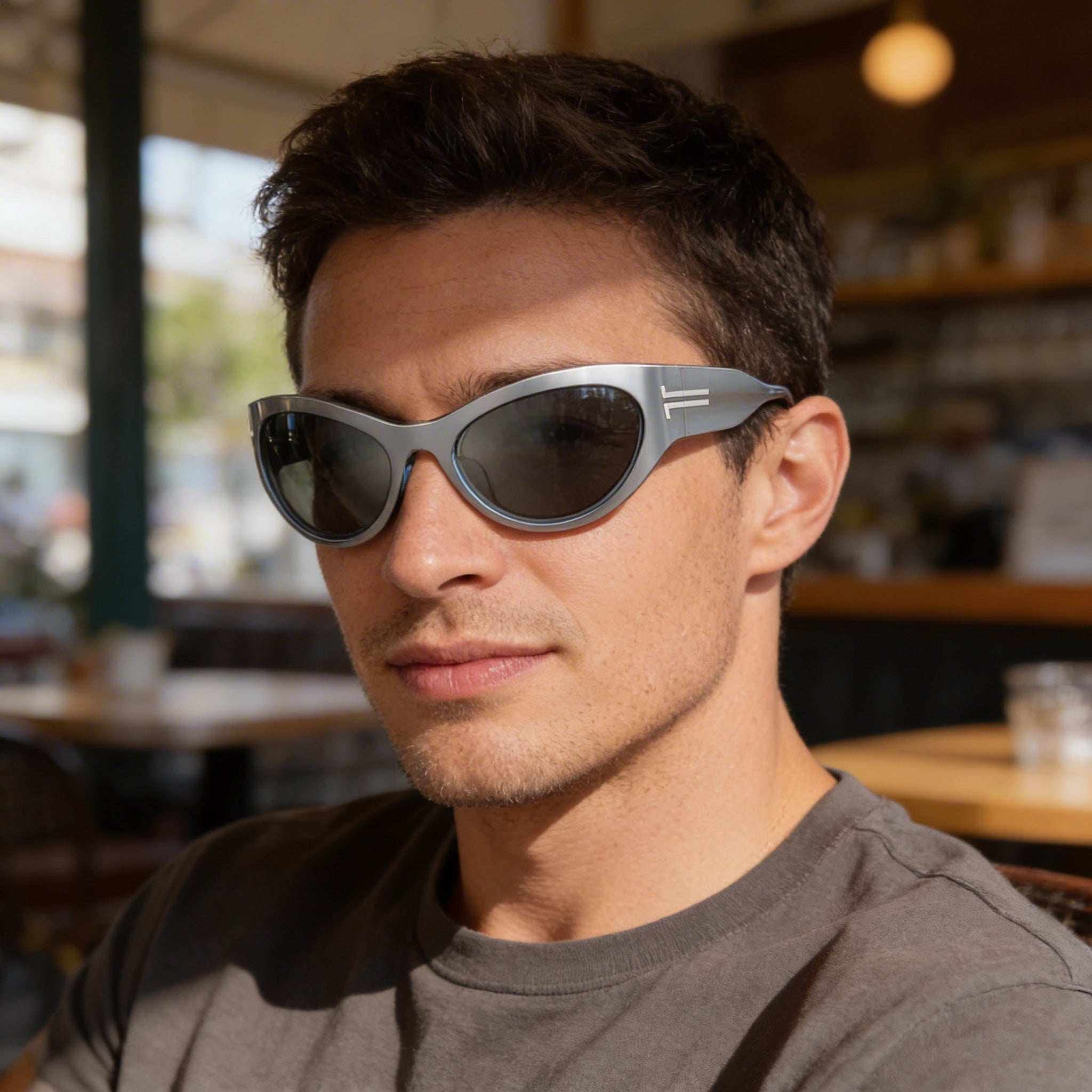 Marc Jacobs Men's Icon (Jar) Silver Grey Acetate Sunglasses with Silver UV Protected Lenses 61mm, Photo 6