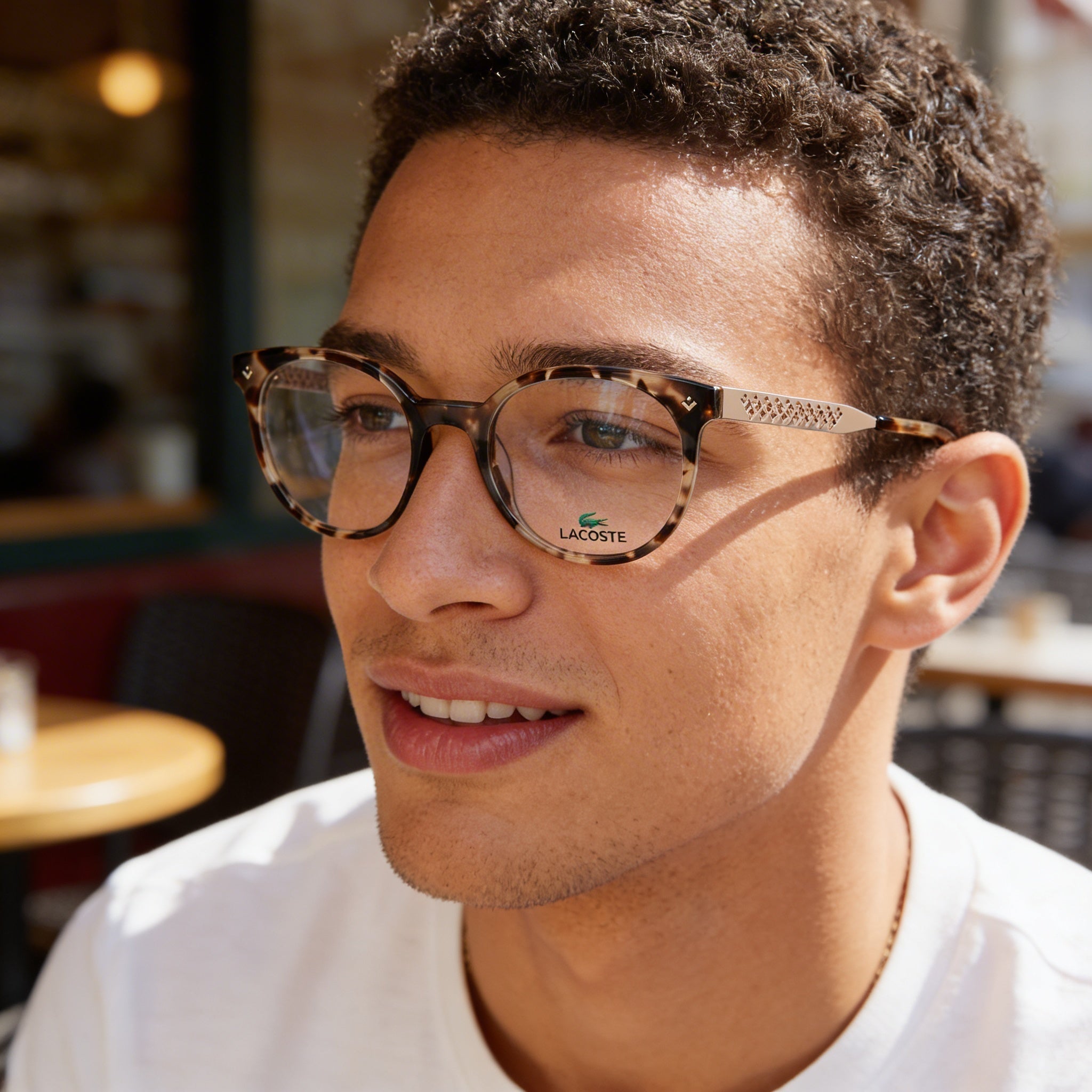 Gafas Lacoste L2806 para hombre, montura de metal, color rosa habana, lentes de 50 mm, puente de 20 mm, patillas de 140 mm, Photo 3