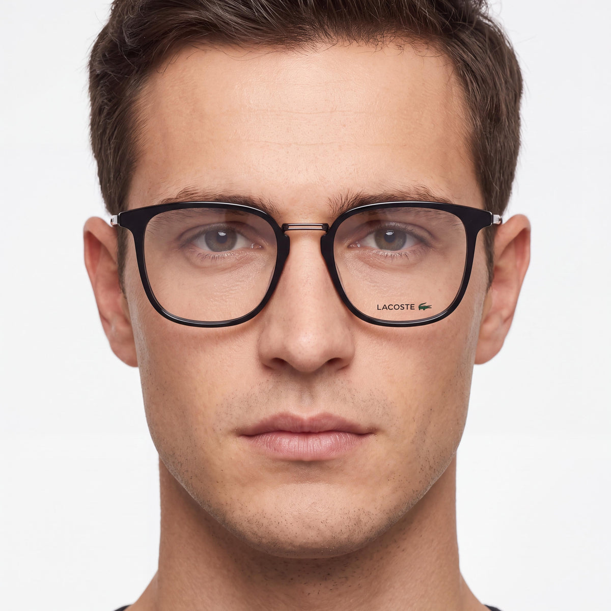 Lacoste Casual Men's Ophthalmic Eyeglasses with Black Frame and Transparent Plastic Lenses Size 52-19-145, Photo 5
