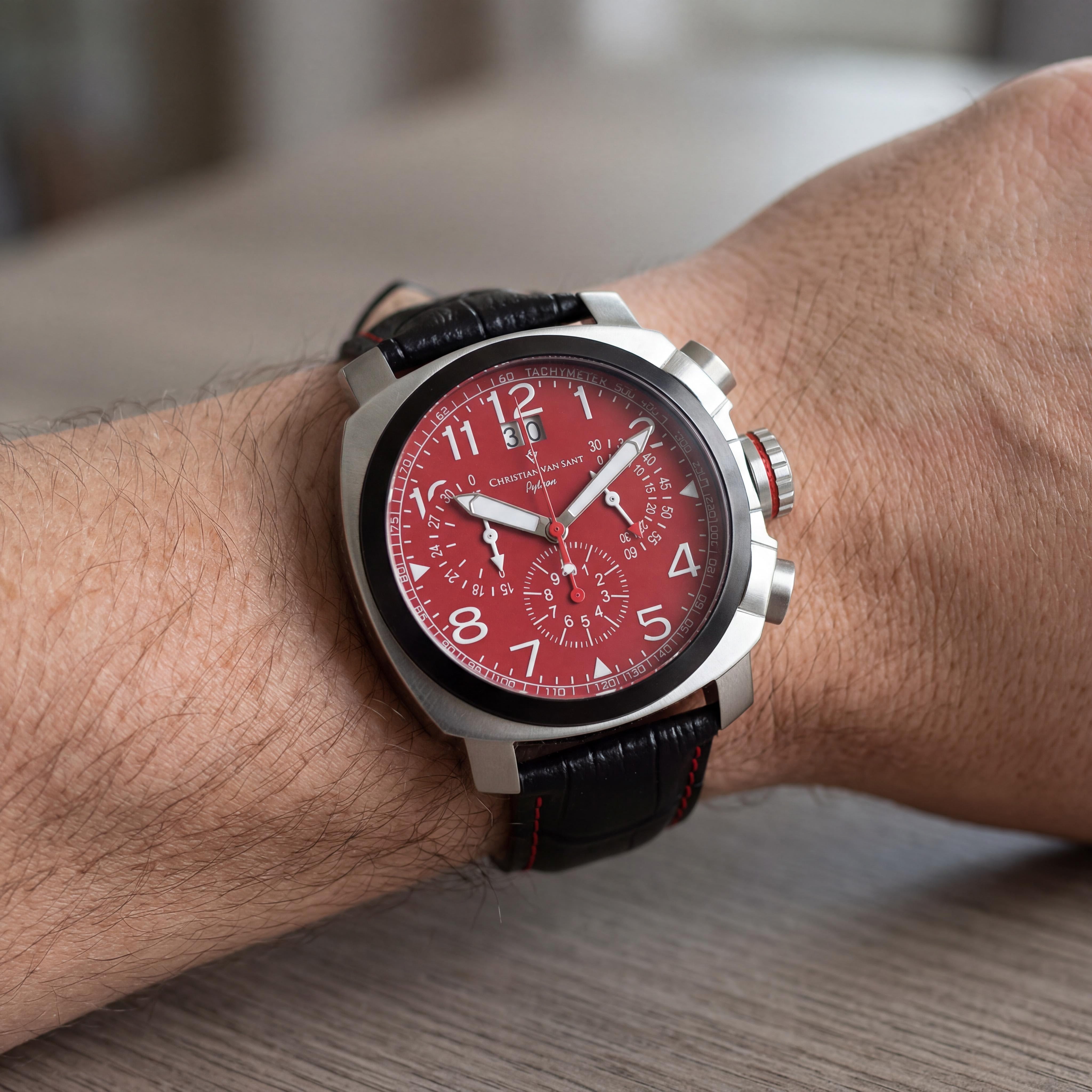 Christian Van Sant CV3AU9 Grand Python Men's Red Chronograph Watch, Water Resistant with Date Display, Swiss Quartz Movement, Photo 4