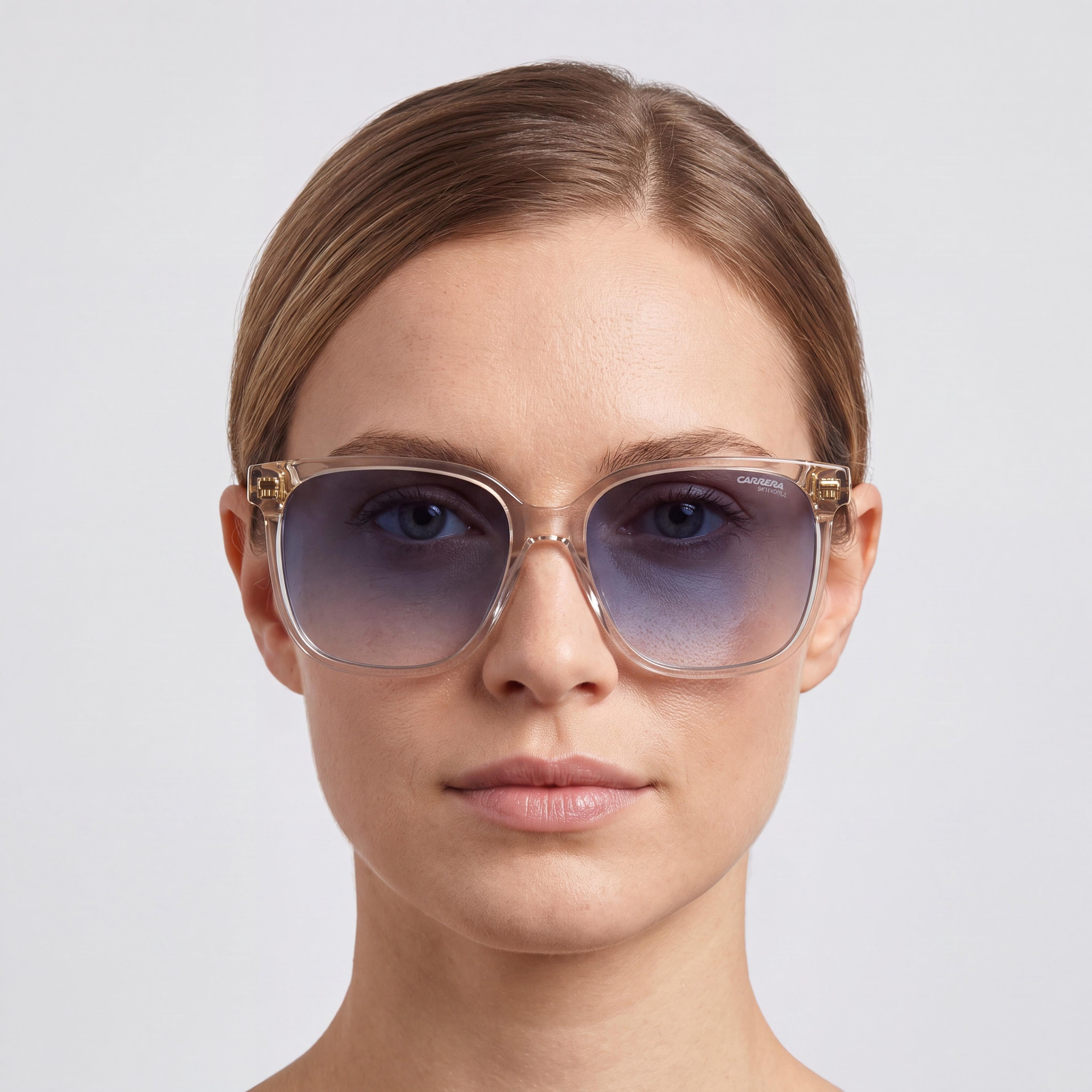 Carrera Women's 3002/S Beige Acetate Sunglasses with DK Blue Shaded Non-Polarized UV Protected Lenses 55mm, Photo 4