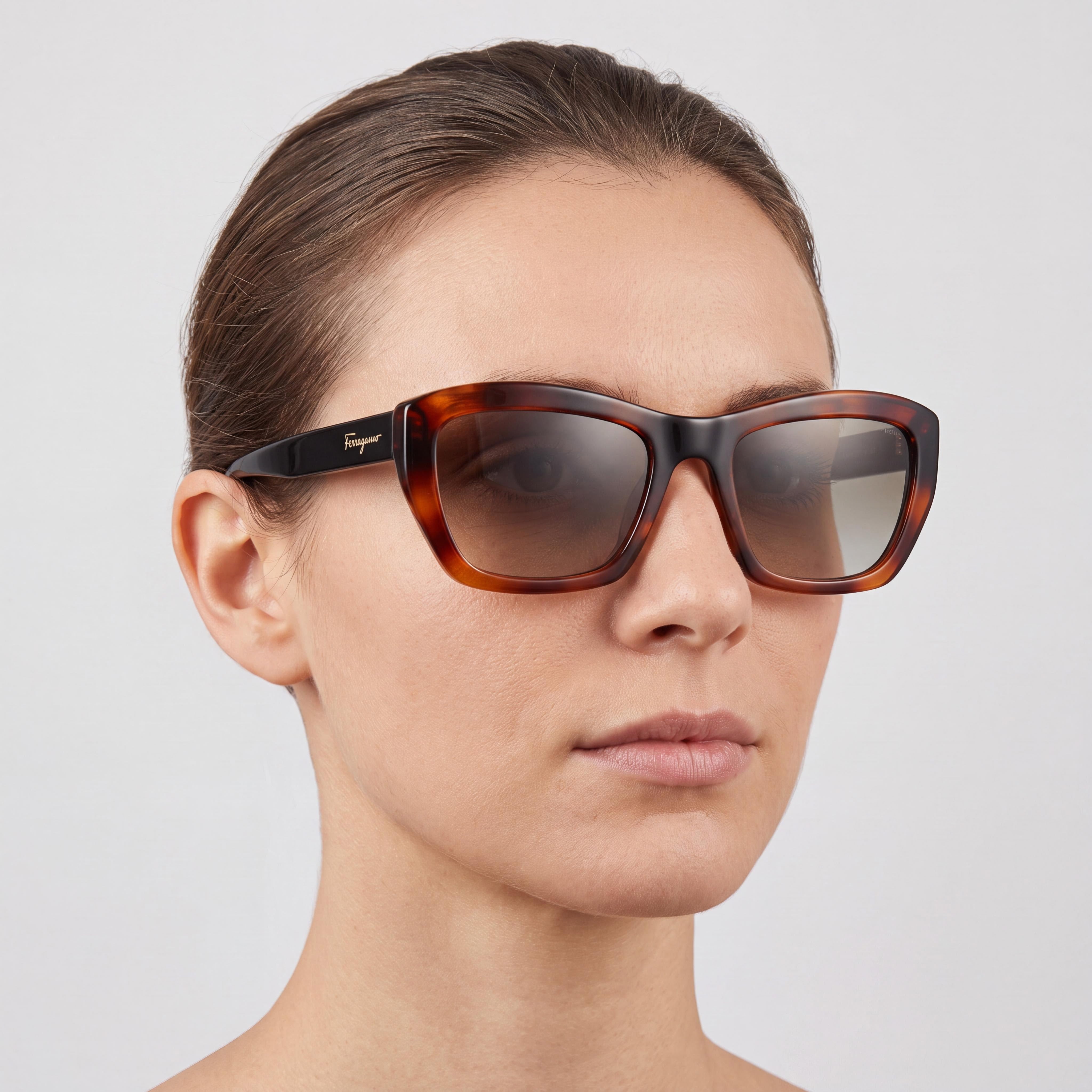 Ferragamo SF958S 214 Women's Tortoise Injected Cat Eye Brown Lens Non-Polarized UV Protected Sunglasses 55mm, Photo 5