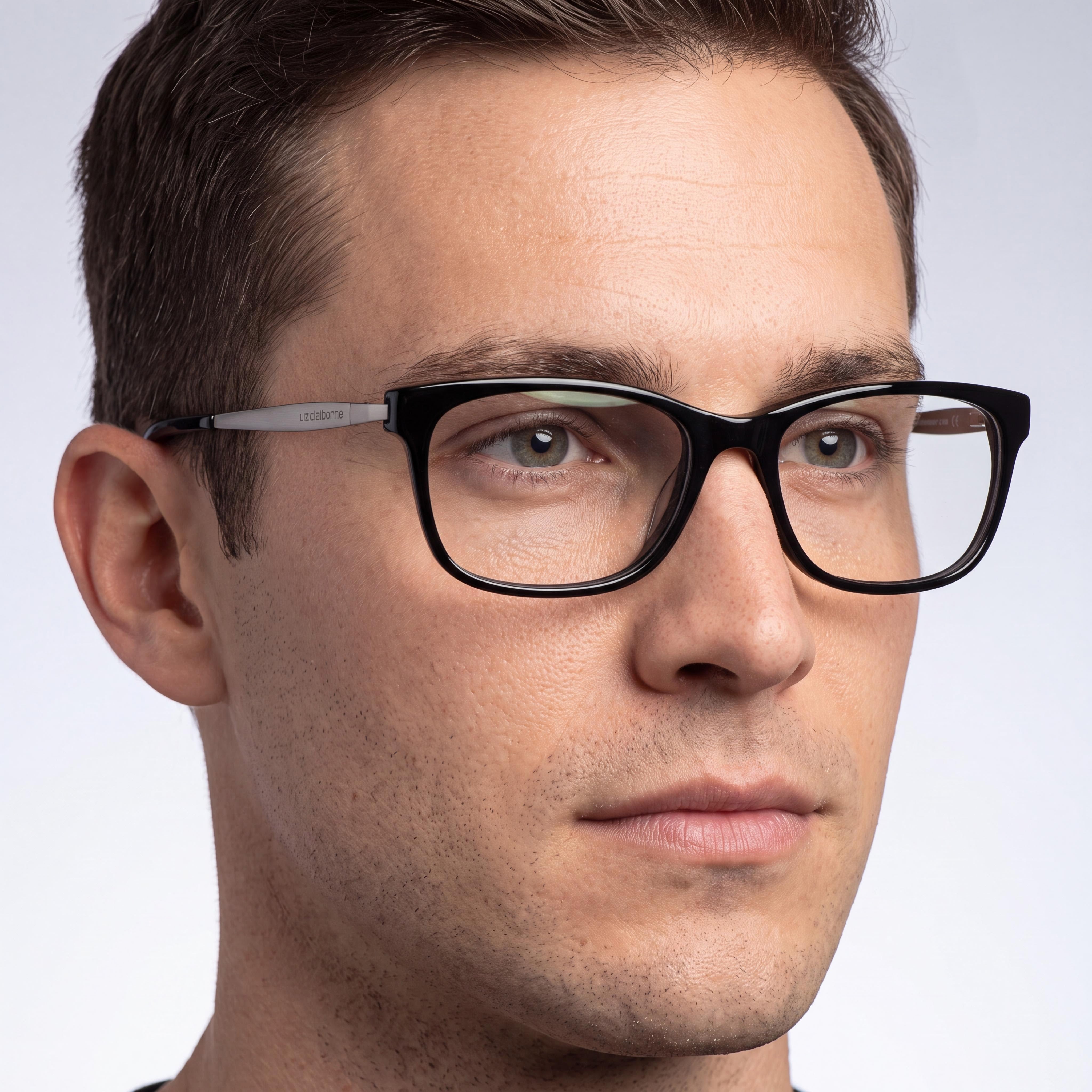 Liz Claiborne L 637 Men's Black Frame Eyeglasses with 52mm Lens Width, 16mm Bridge Width, 130mm Temple Length, Photo 4