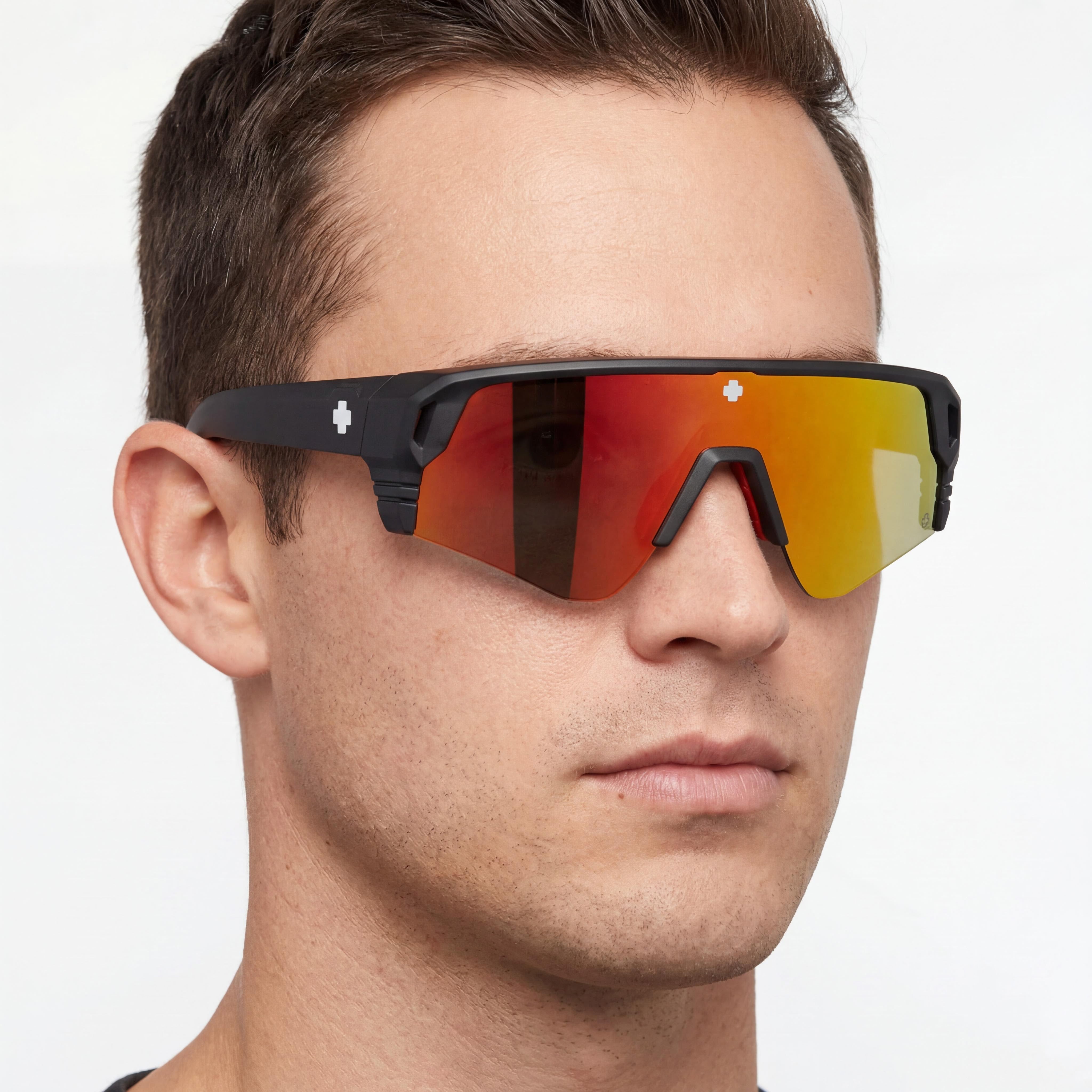 Spy Monolith Speed Unisex Matte Black Plastic Sunglasses with UV Protection Happy Boost Orange Mirror 142mm, Photo 3