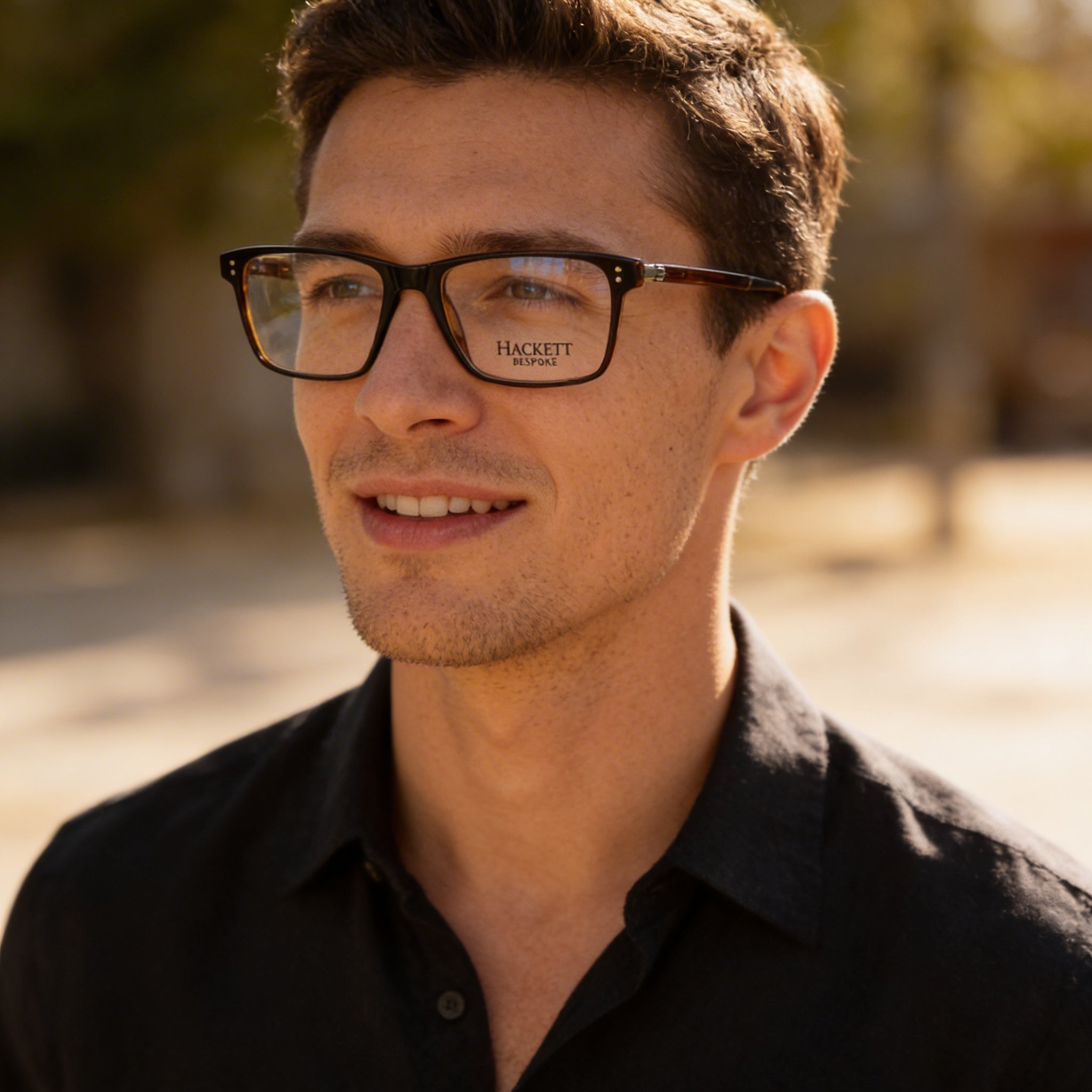 Hackett London Casual Men's Plastic Black Tortoise Eyewear with Clear Lenses 10-9-97mm, Photo 4