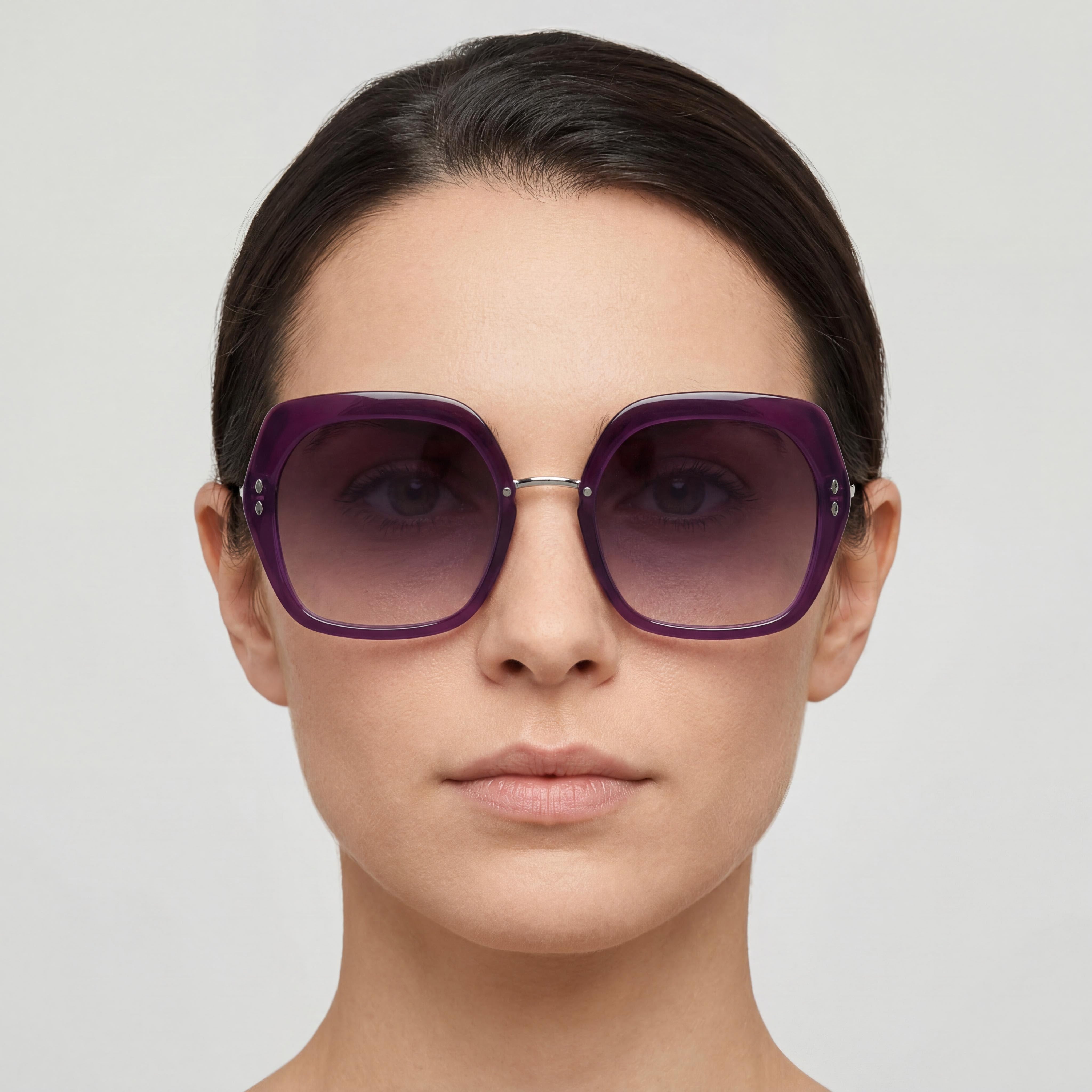 Gafas de sol Isabel Marant Modern para mujer, montura de poliamida, color violeta y plateado, protección UV, ancho de lente de 55 mm, Photo 4