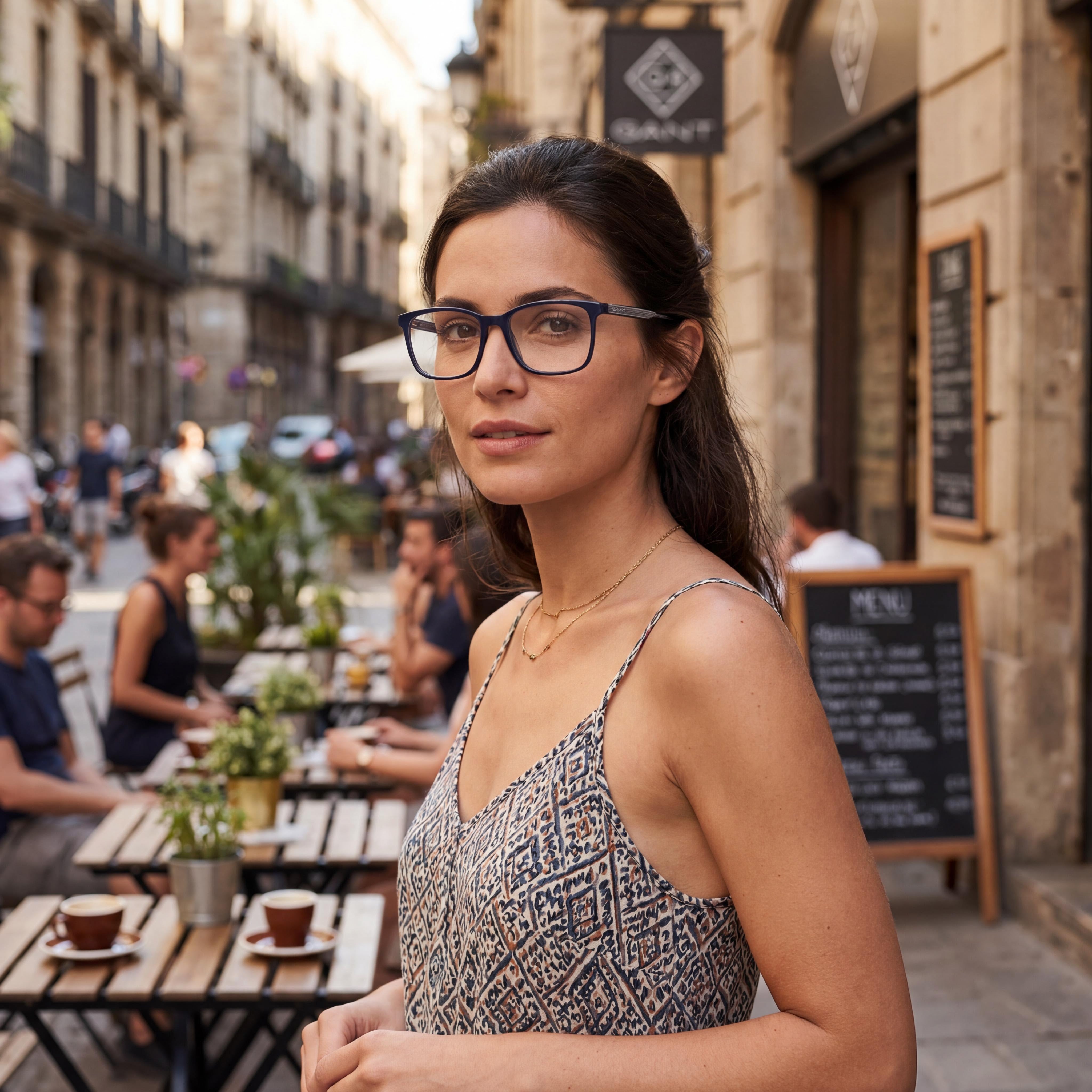 GANT Classic Unisex Full Rim Shiny Blue Plastic Frame with Multicolor Polycarbonate Lens Sunglasses 54-17-145, Photo 5