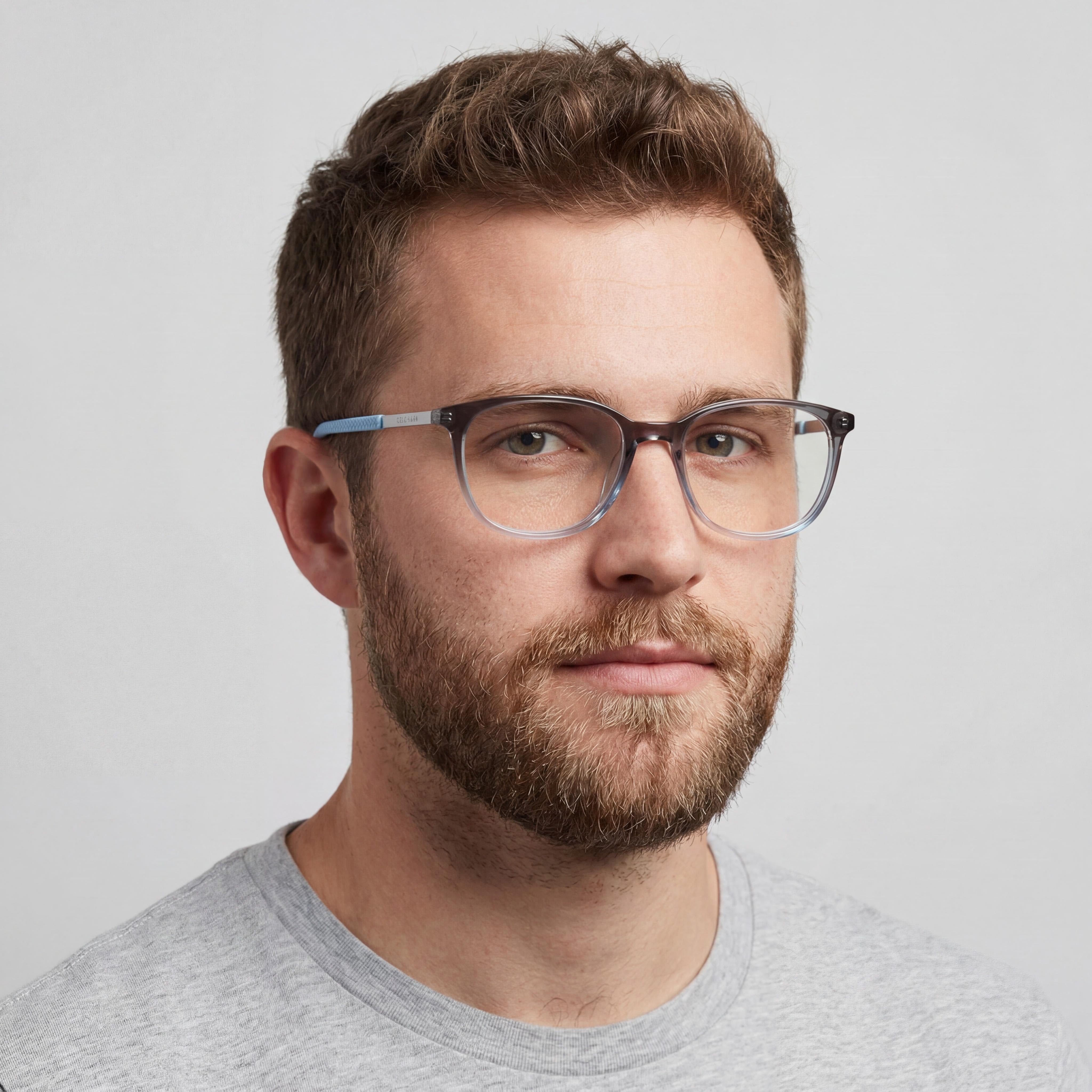 Cole Haan Men's Rectangular Metal Blue Fade Frame with Polycarbonate Lenses Sunglasses 52mm, Photo 4