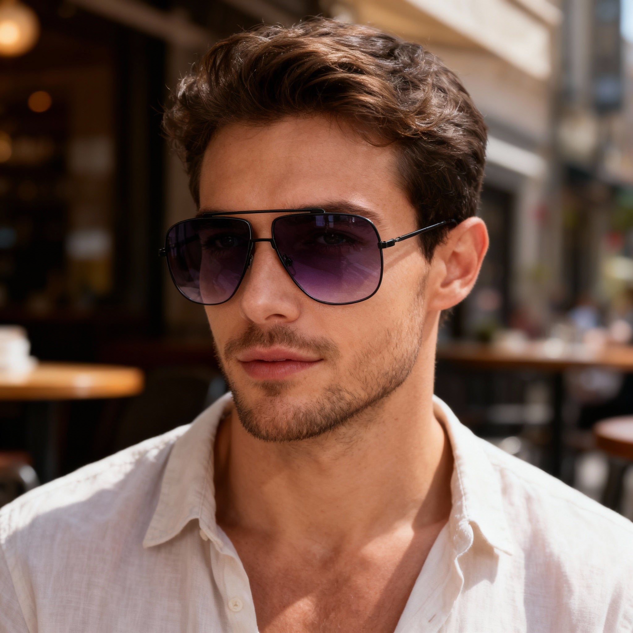 GUESS Modern Men's Metal Sunglasses with Multicoloured Frame, Grey Non-Polarized Polycarbonate Lenses, 100% UV Protection, 61mm, Photo 5