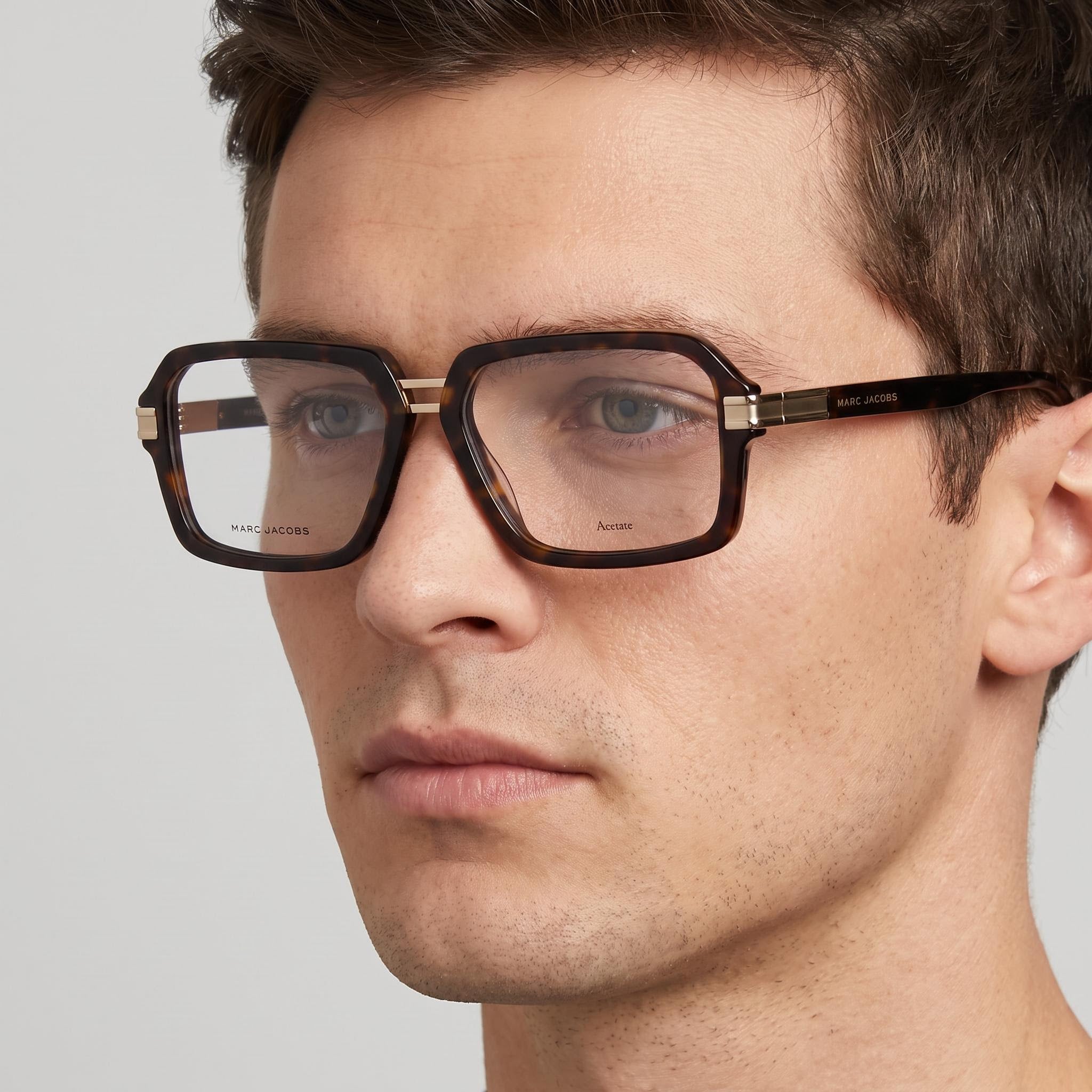 Gafas Modernas Marc Jacobs para Hombre - Montura de Acetato Habana con Lentes de Policarbonato no Polarizadas 55mm, Photo 5