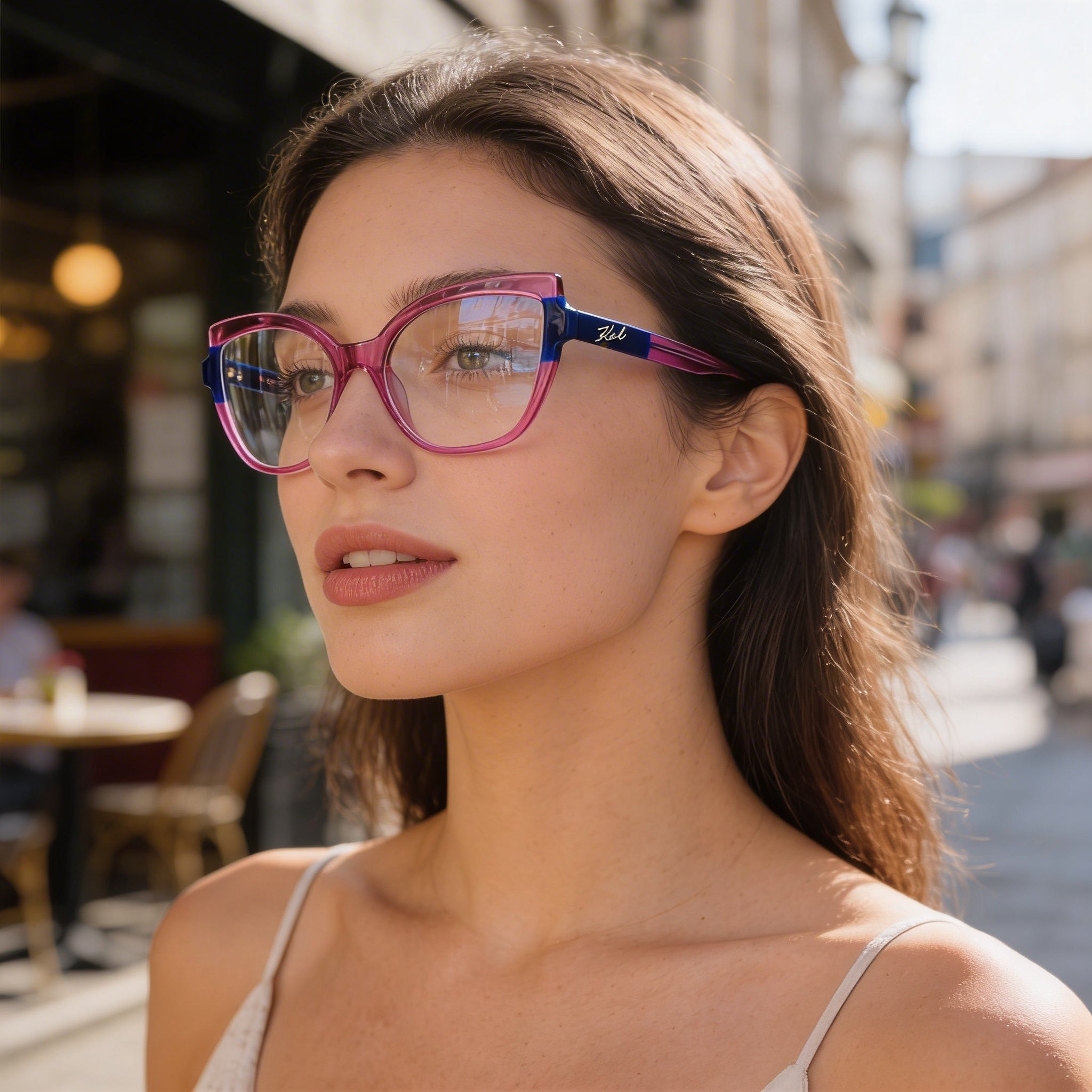 KARL LAGERFELD Modern Unisex Eyewear with Cherry Green Acetate Frame and Polycarbonate Lenses 54mm, Photo 6
