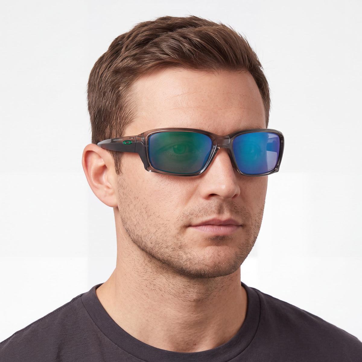 Gafas de sol Oakley para hombre Straightlink rectangulares, montura Grey Ink con lentes Prizm Jade Iridium y protección UV, 61 mm, Photo 3