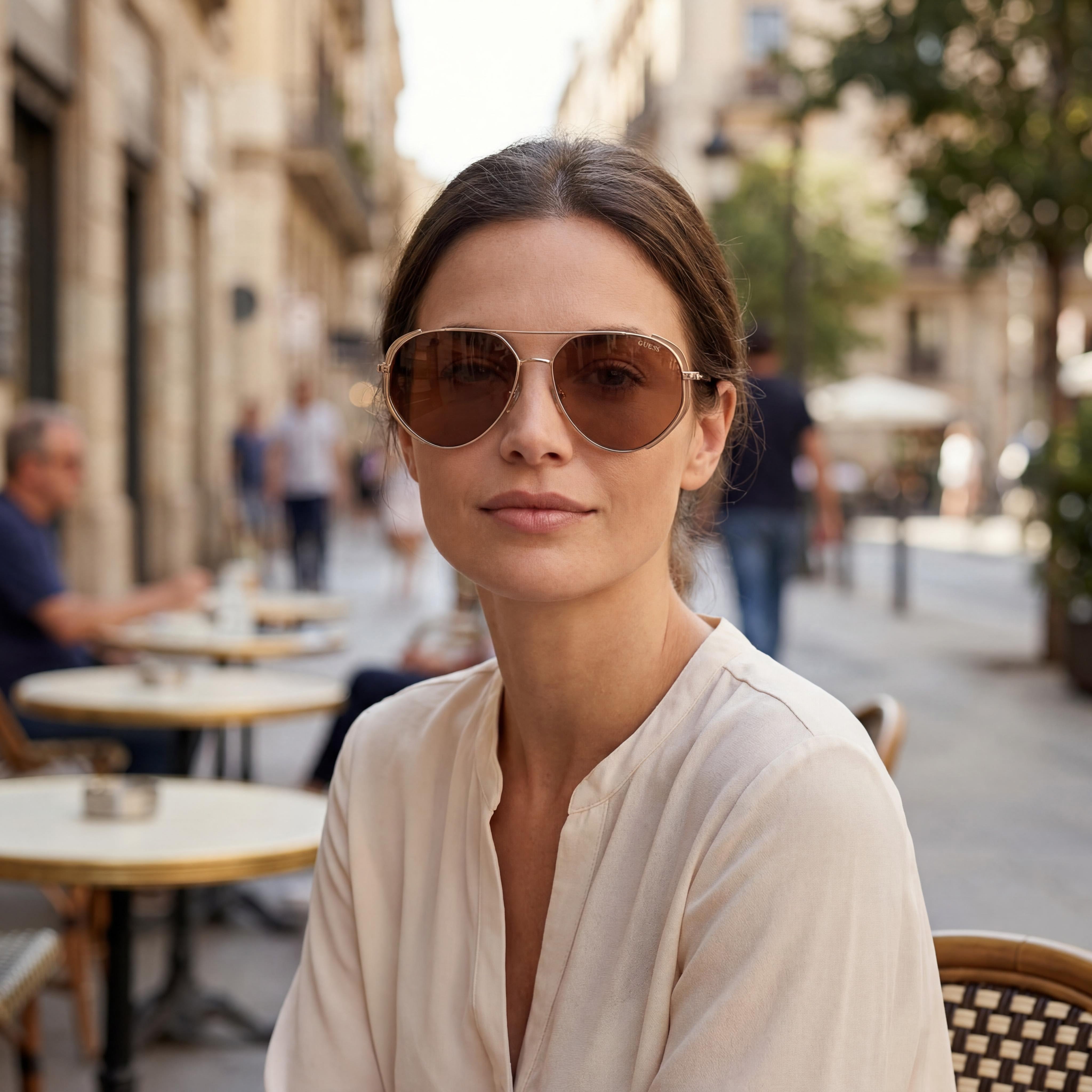 GUESS GU00219 Women's Matte Pale Gold Metal Frame with Gradient Gold Lenses Sunglasses 59mm, Photo 5