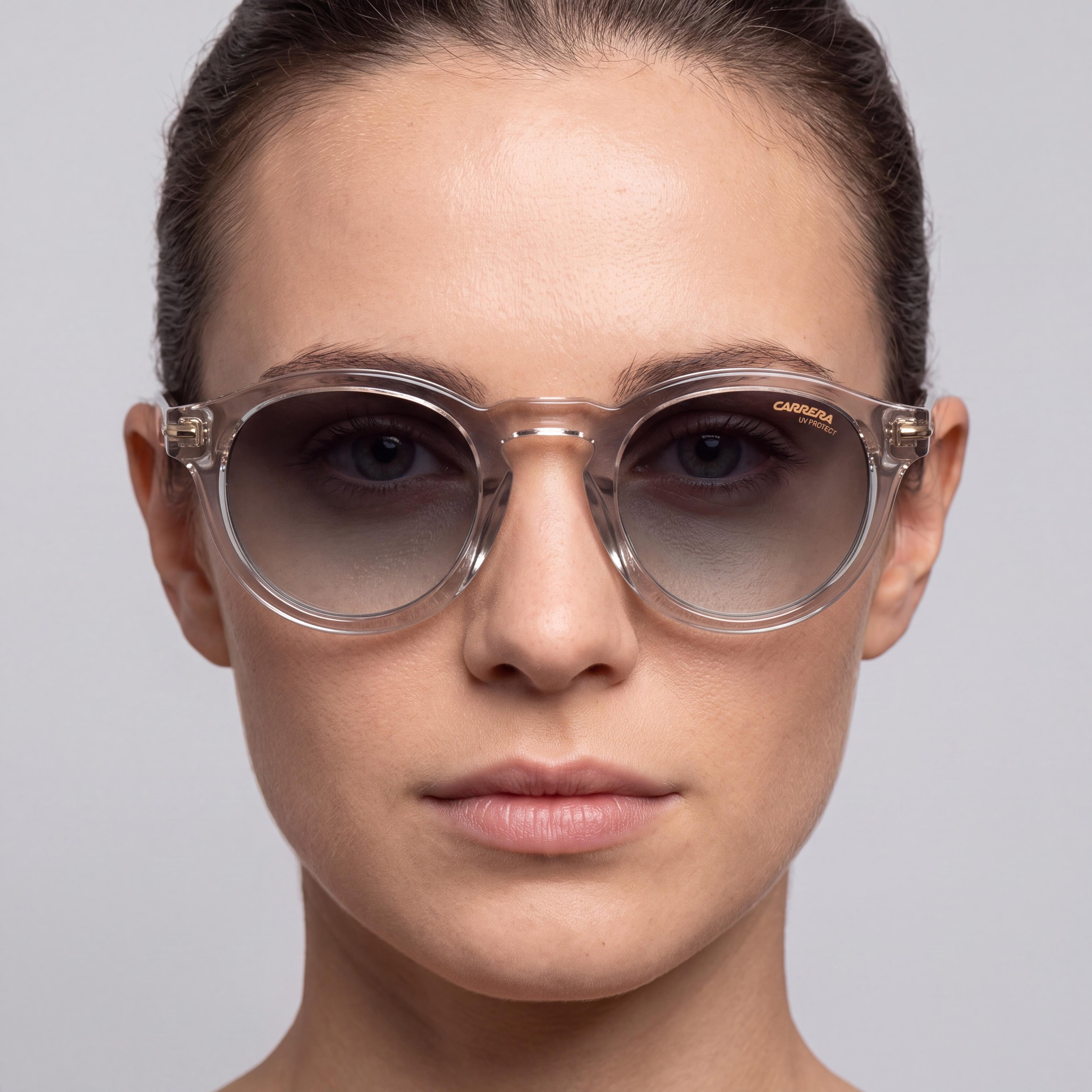 Carrera 306/s Women’s Modern Beige Acetate Frame Grey Shaded Gold Mirror UV Protected Sunglasses 48mm, Photo 4