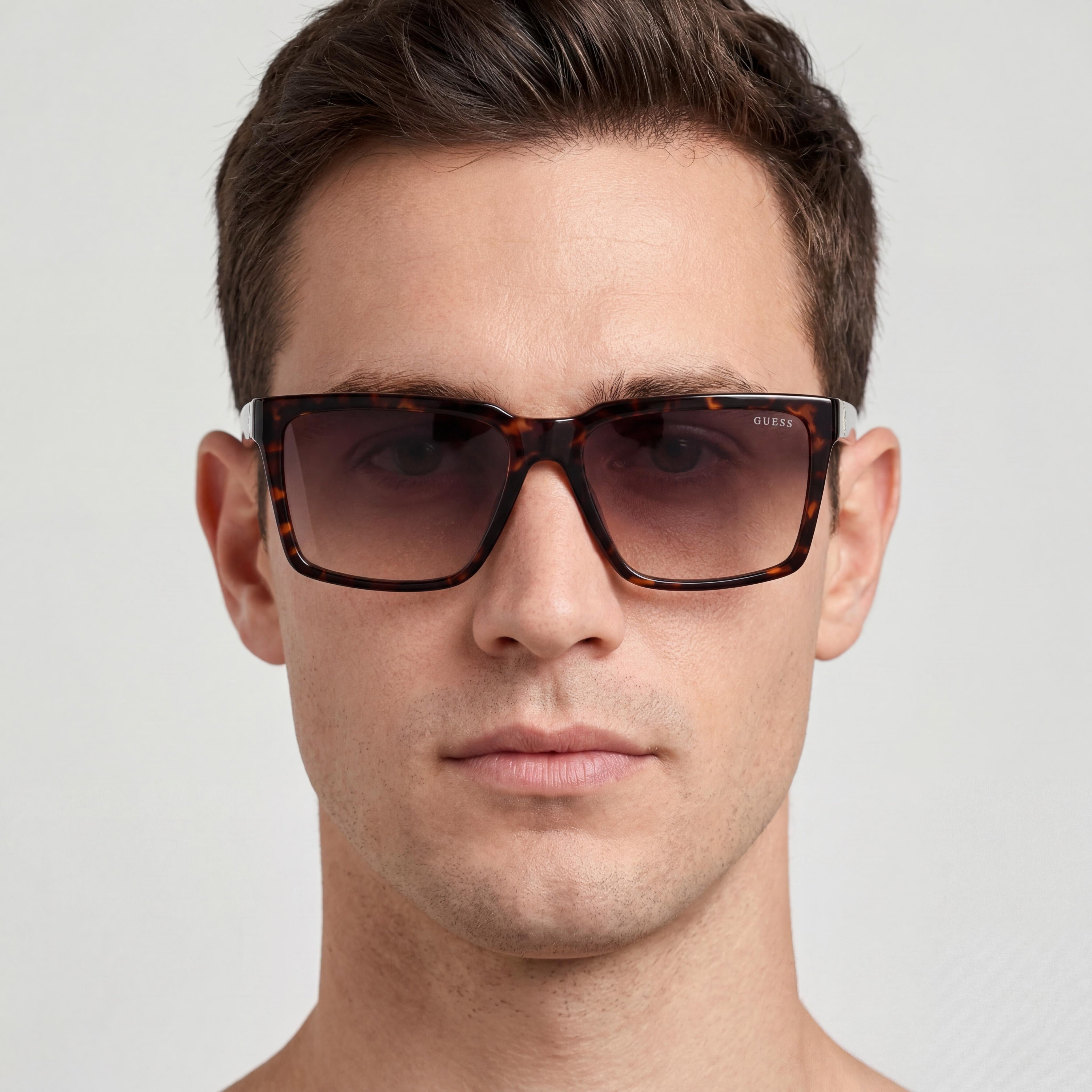 GUESS Unisex Square Full Rim Polarized UV Protection Sunglasses Dark Havana Brown Composite Frame Plastic Lens 145mm, Photo 5