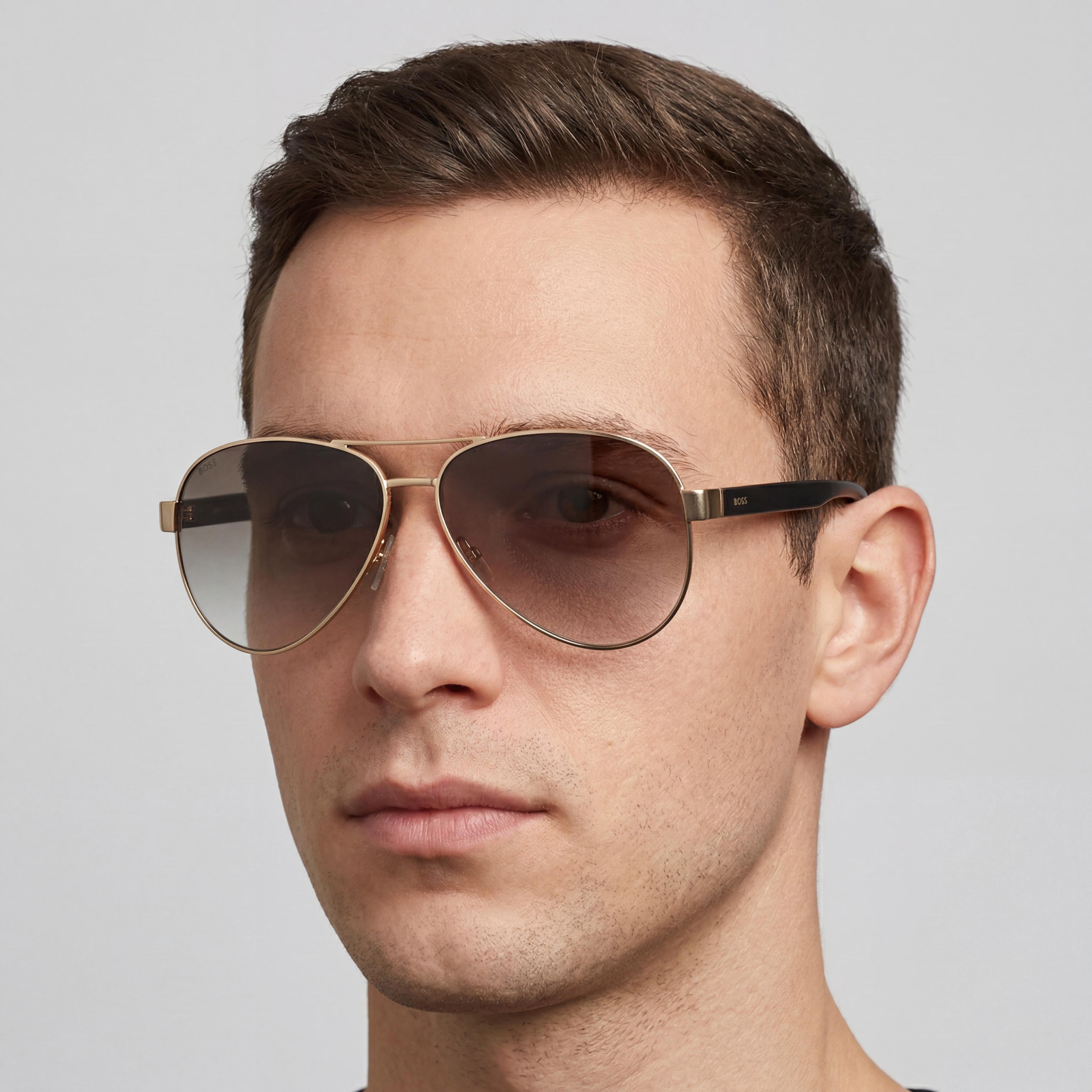 Gafas de sol Hugo Boss Butterfly para hombre, montura metálica multicolor, lentes de colores y protección UV, 11-141 mm, Photo 4