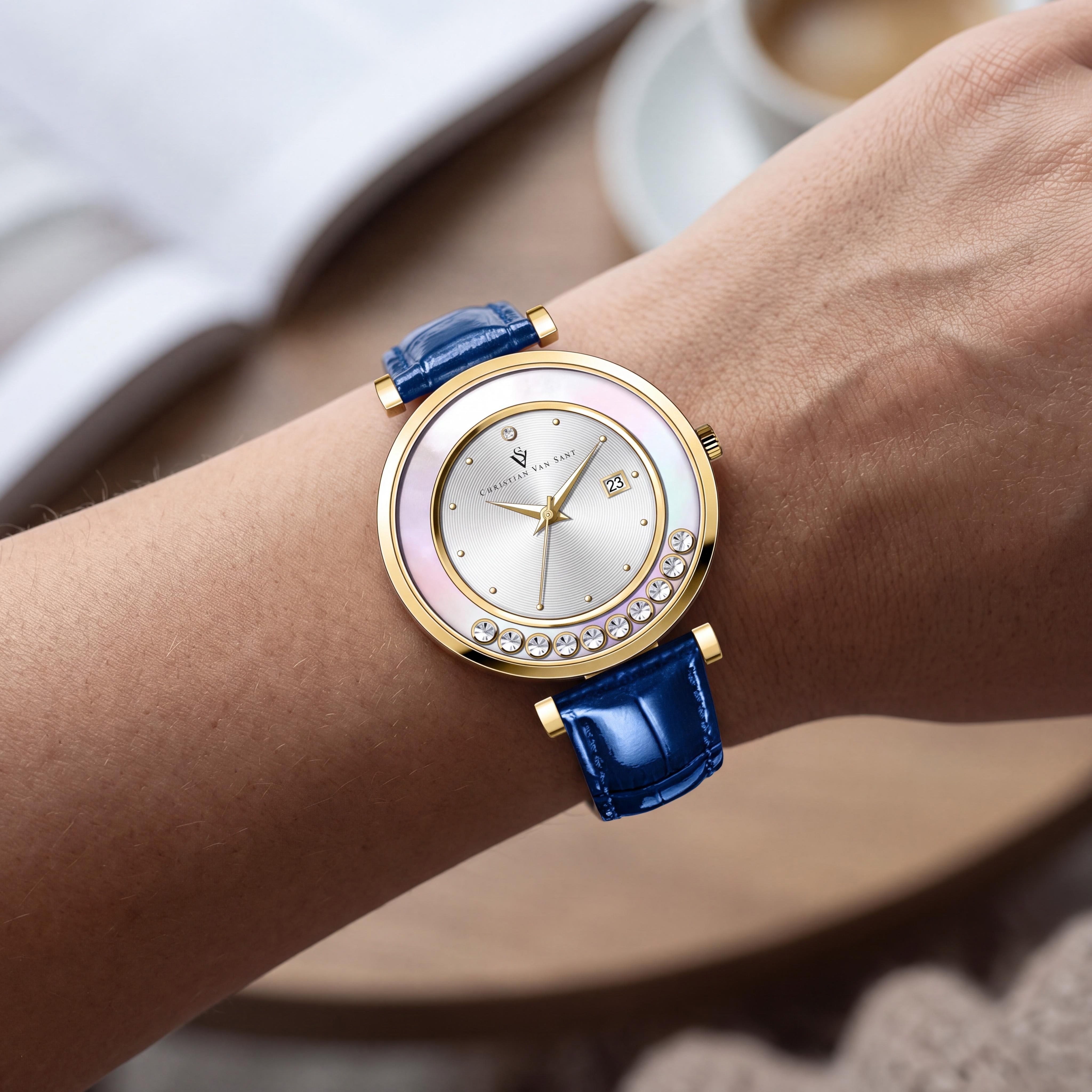 Christian Van Sant CV3813 Modern Women's Watch with Silver Stainless Steel Case and Leather Strap, Water Resistant Quartz Movement, Photo 4