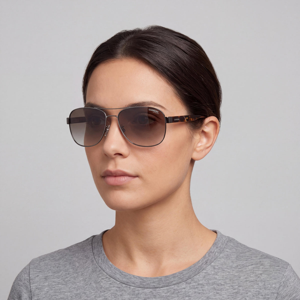 Carrera Women's C Flex 02/G/S UV Protection Sunglasses, Stainless Steel, Dark Ruthenium, Brown Shaded Lenses, 60mm, Photo 4