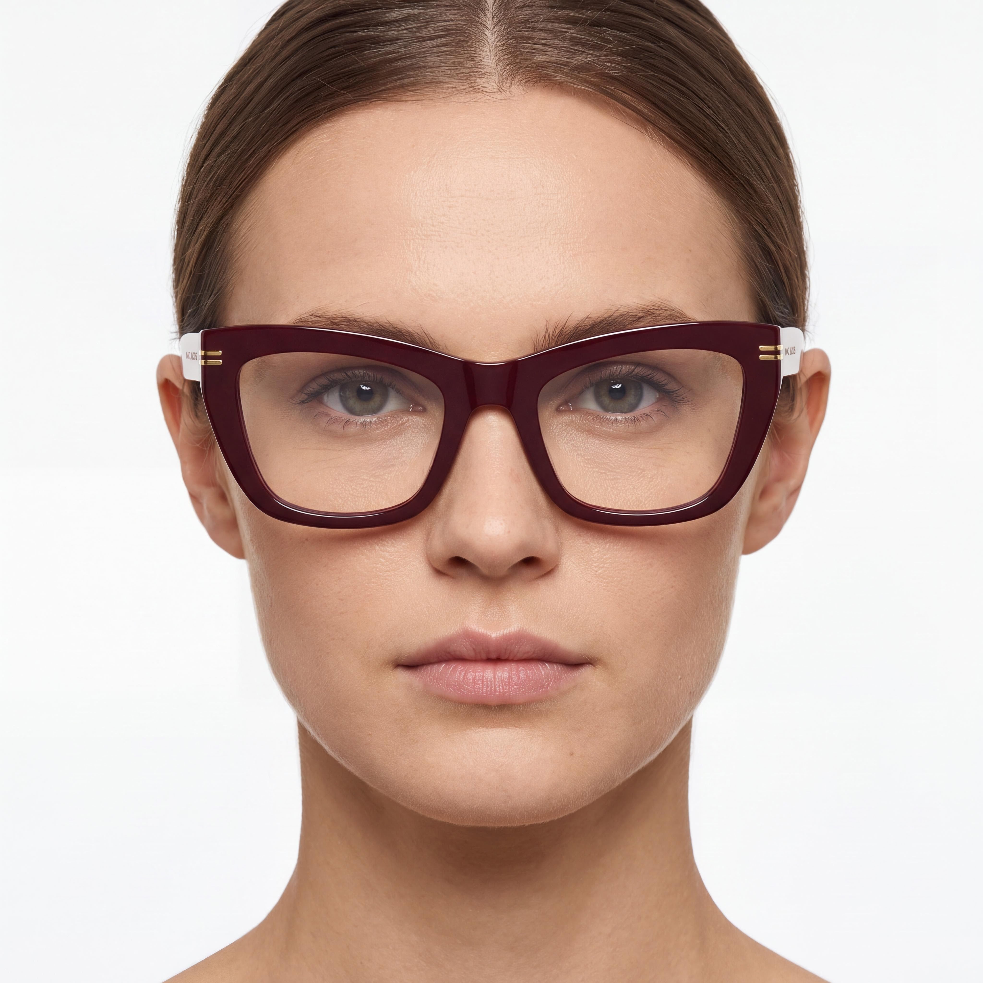 Marc Jacobs Mj 1114 Women's Rectangular Eyeglasses, Burgundy Plastic Frame, Transparent Polycarbonate Lenses, 51mm, Photo 4
