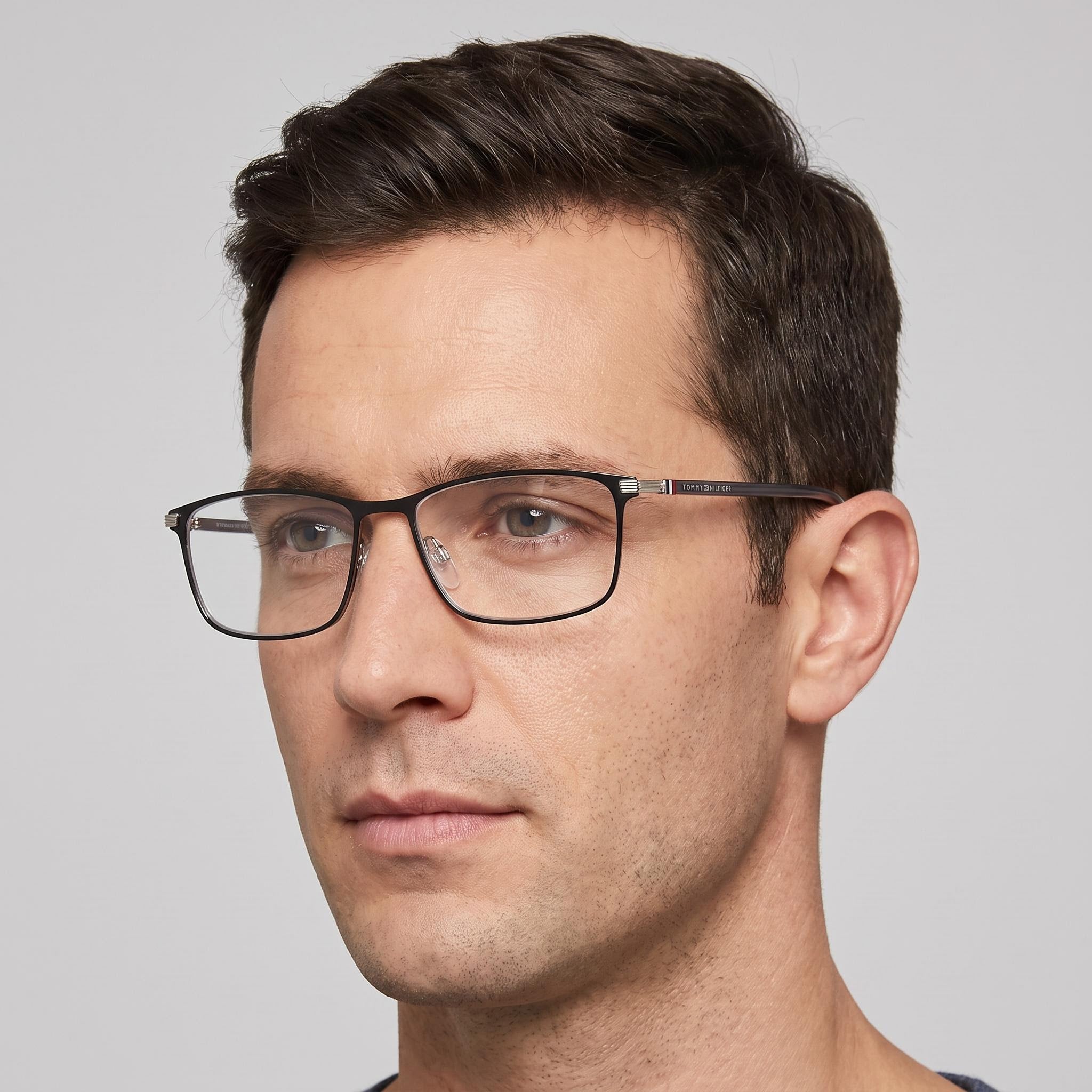 Tommy Hilfiger Modern Unisex Black Palladium Alloy Steel Frame Eyeglasses with Polycarbonate Lenses 54mm, Photo 4