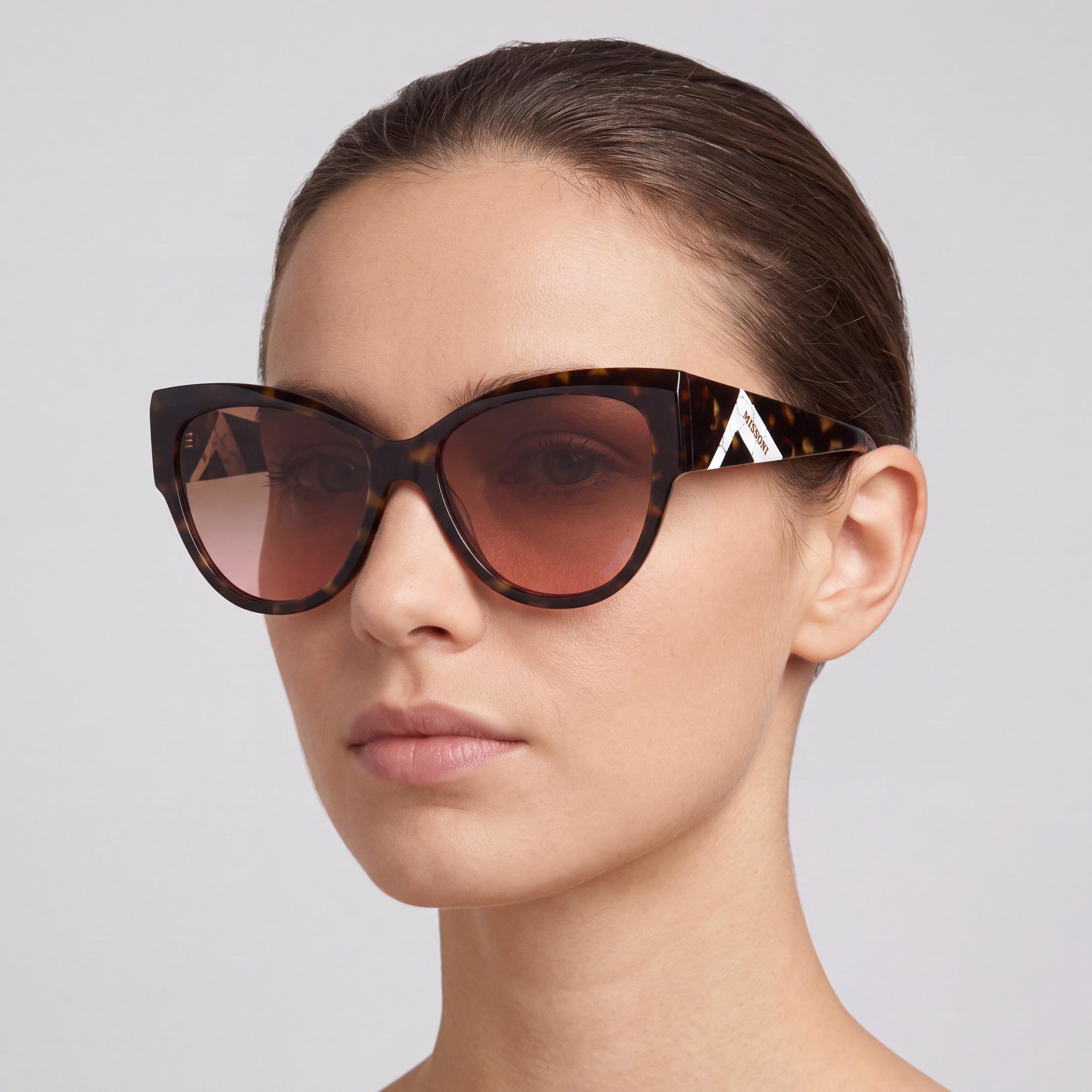 Gafas de sol M Missoni casual para mujer con montura de acetato color habana, lentes no polarizadas marrones con degradado rosa, 57mm, Photo 4