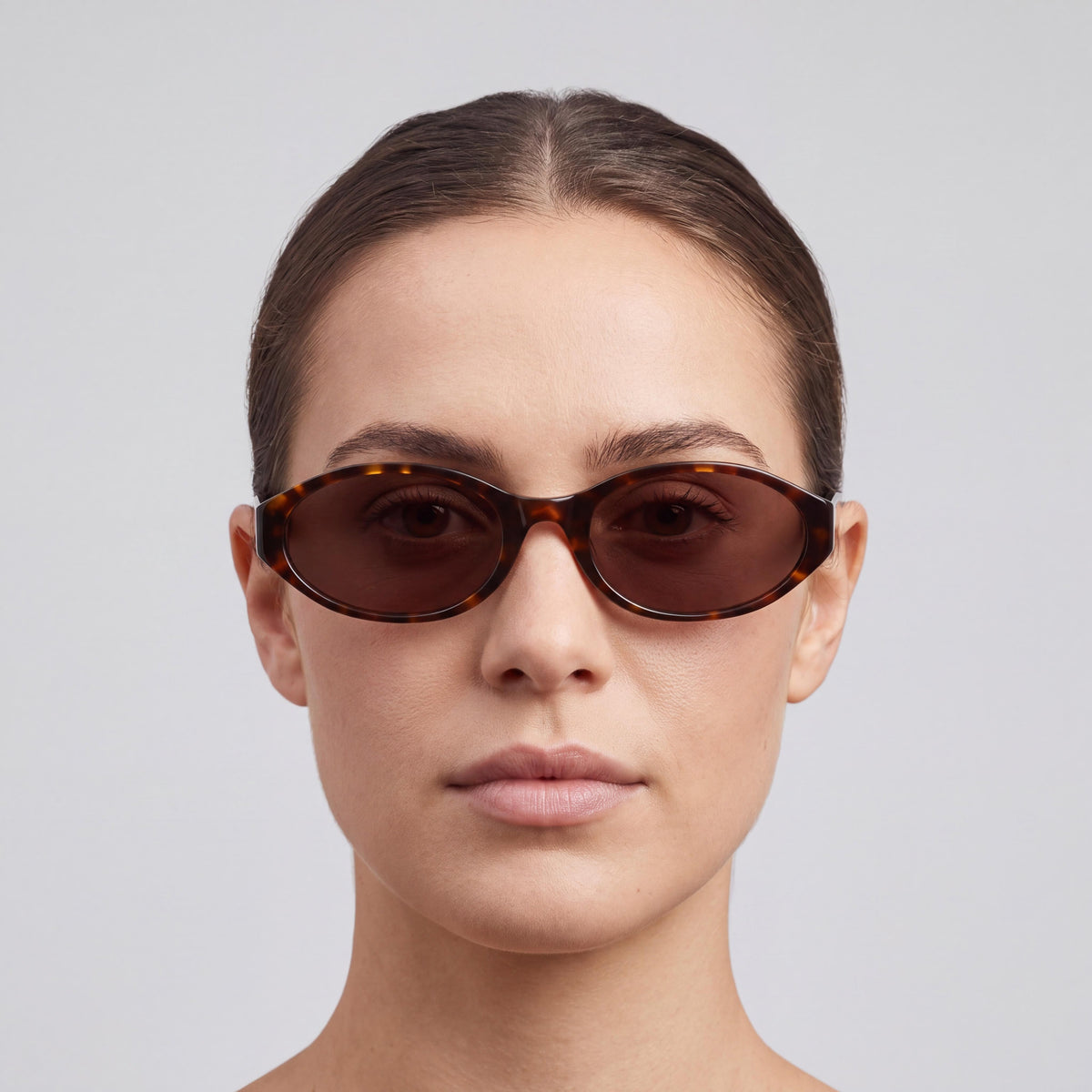 Quay Round Sunglasses for Women, Tortoise Acetate Frame with Brown Plastic Lenses, 55mm Lens Width, Photo 4