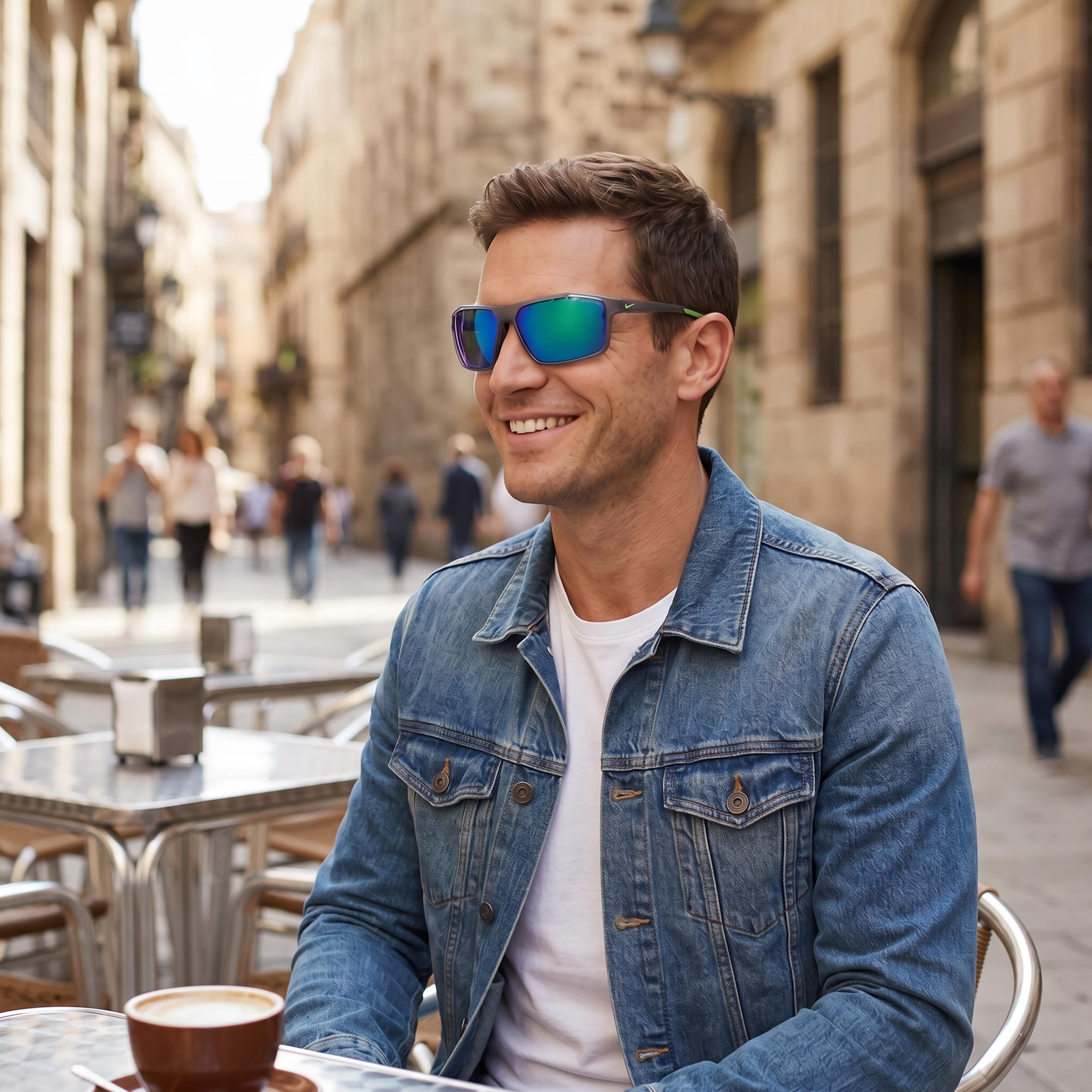 Nike Casual Men's Plastic Frame UV Protection Sunglasses Matte Dark Grey Green Blue Multicolor 65mm, Photo 6
