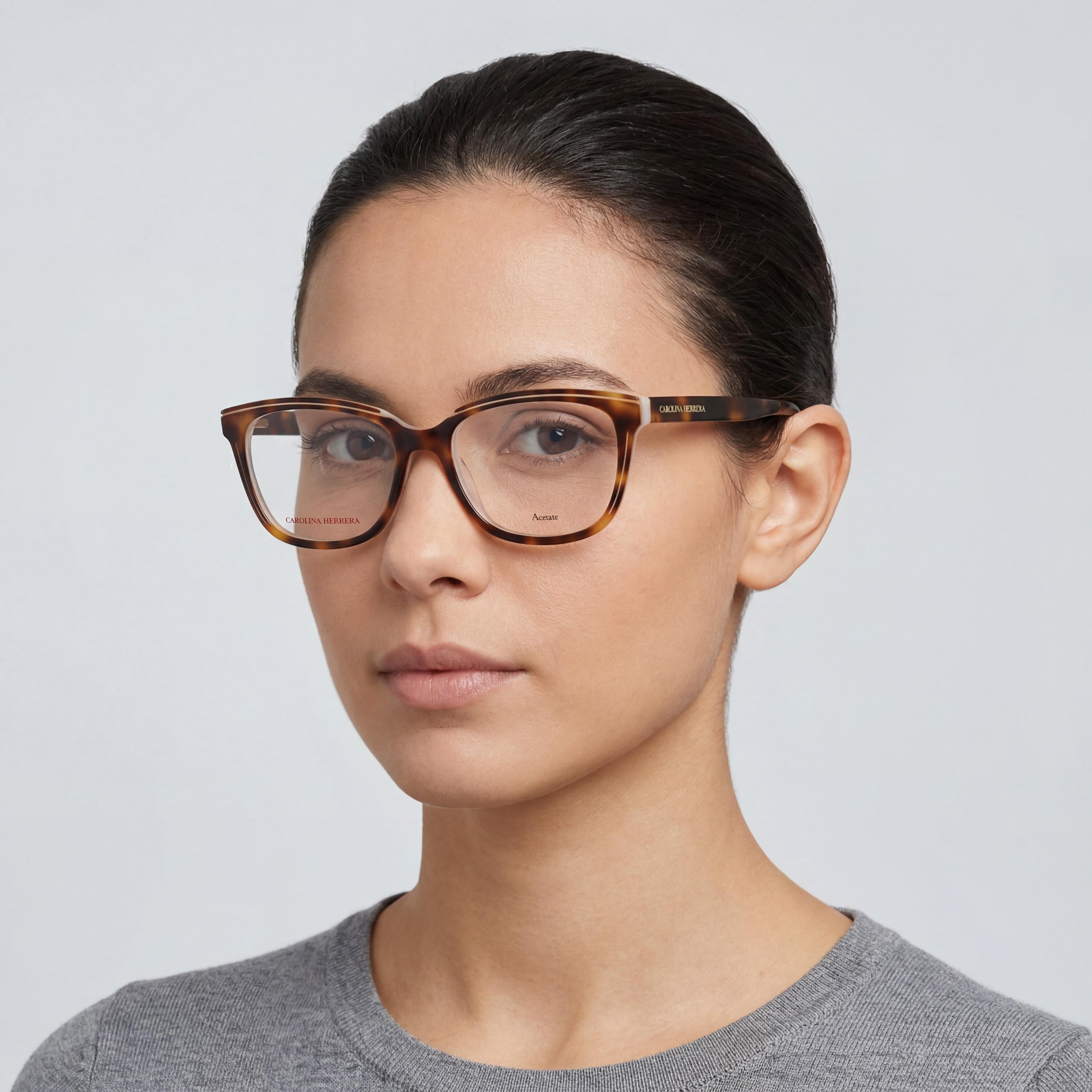 Carolina Herrera Casual Women's Eyeglass Frames with Acetate frame in Havana White, 54mm, Photo 5