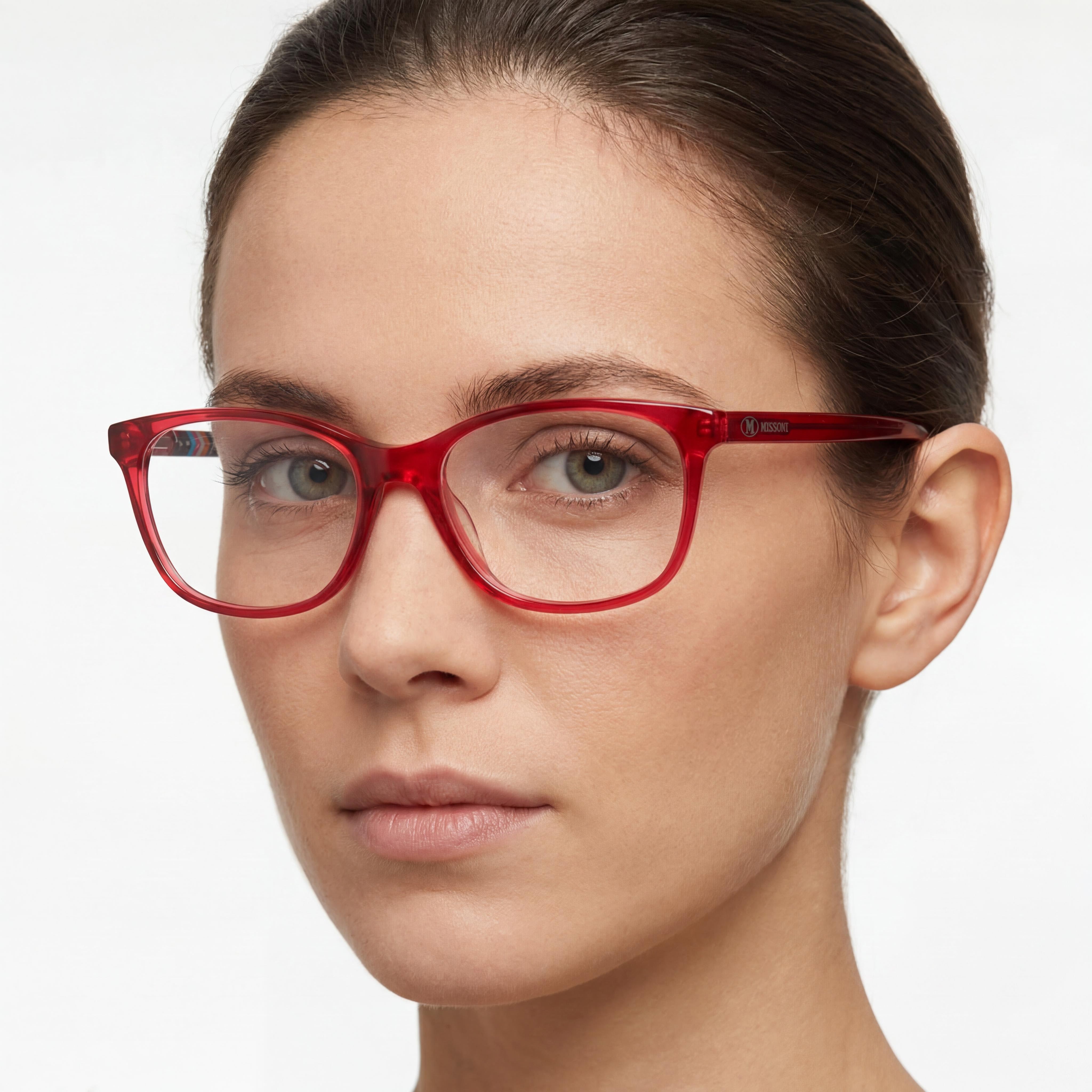 Missoni Eyewear Women's Rectangular Full-Rim Optical Glasses in Cherry Acetate, 52mm Lens Width, Photo 4