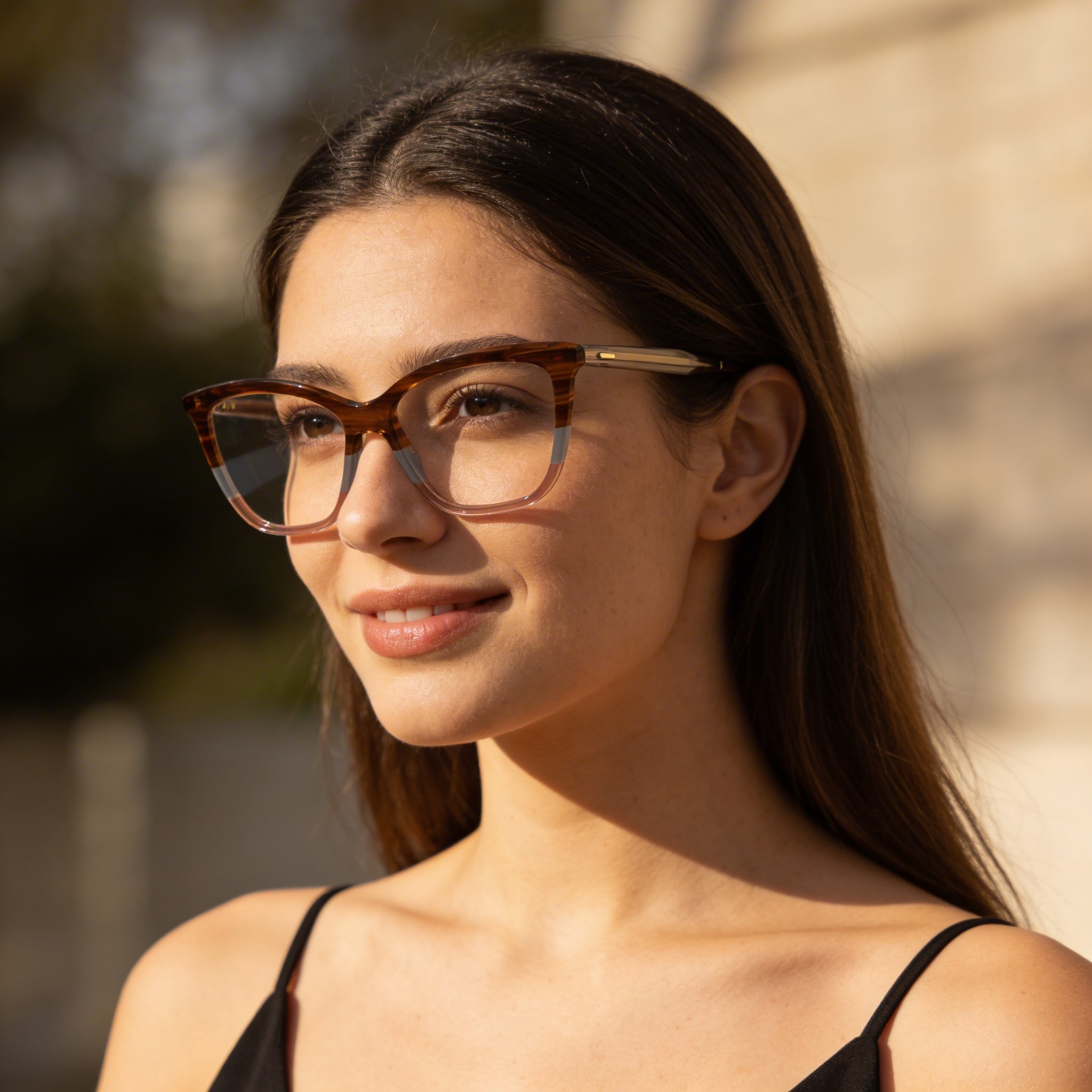 Calvin Klein Women's Modern Acetate Frame Sunglasses, Striped Brown Grey Rose, Non-Polarised Lenses, 53mm, Photo 5