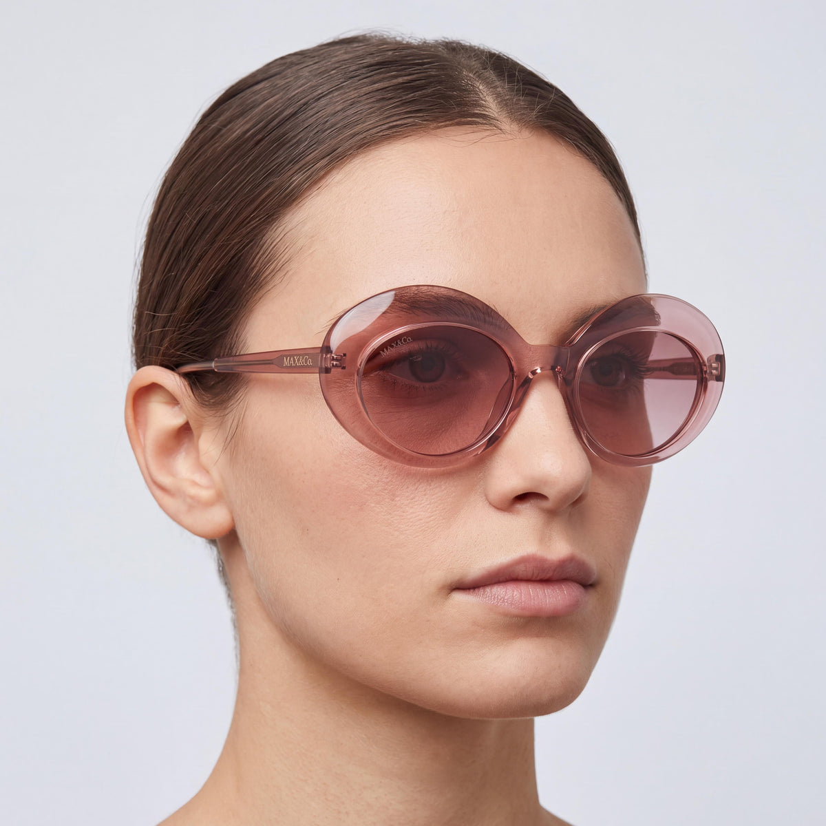 Max&Co. Casual Women's Sunglasses with Shiny Pink Plastic Frame and Grey UV Protection Lenses 52-21-140mm, Photo 4
