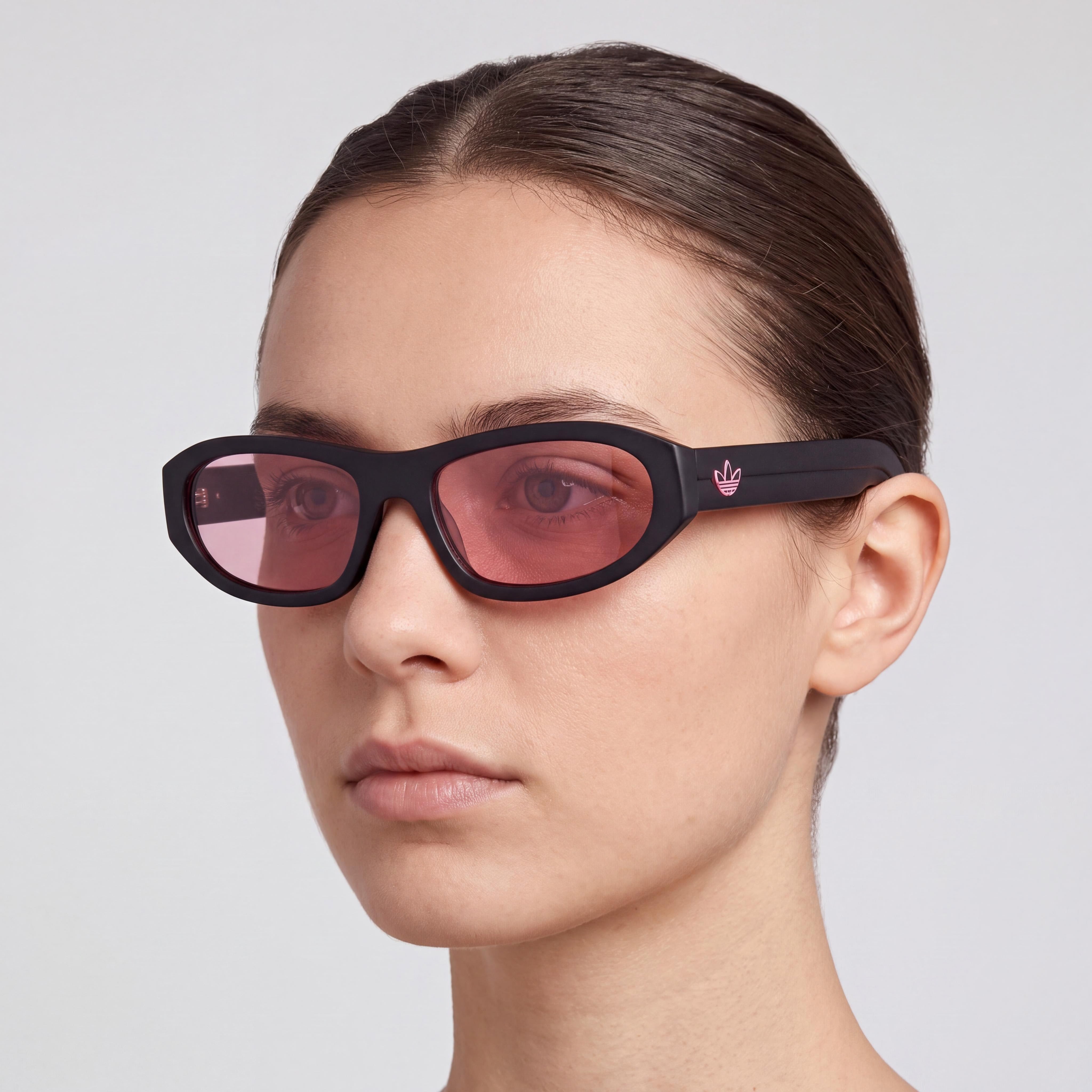 adidas Originals Mid-Century Modern Unisex Sunglasses with Matte Black Acetate Frame and Violet Lenses 57mm, Photo 4