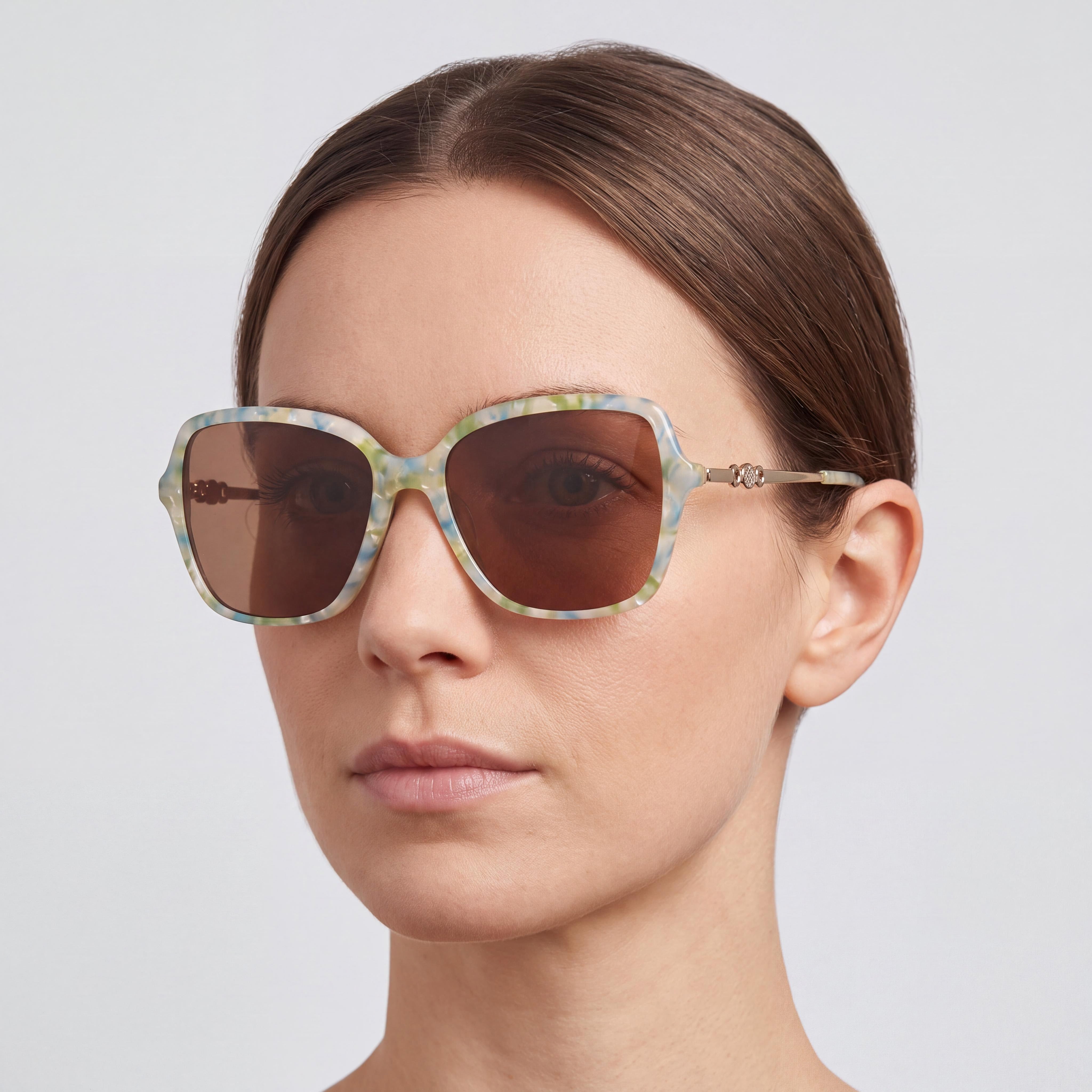 Anne Klein 7093 330 Women's Eyewear, Olive Marble Acetate Frame, Multicolor Polycarbonate Lenses, 56mm Lens Width, Photo 4