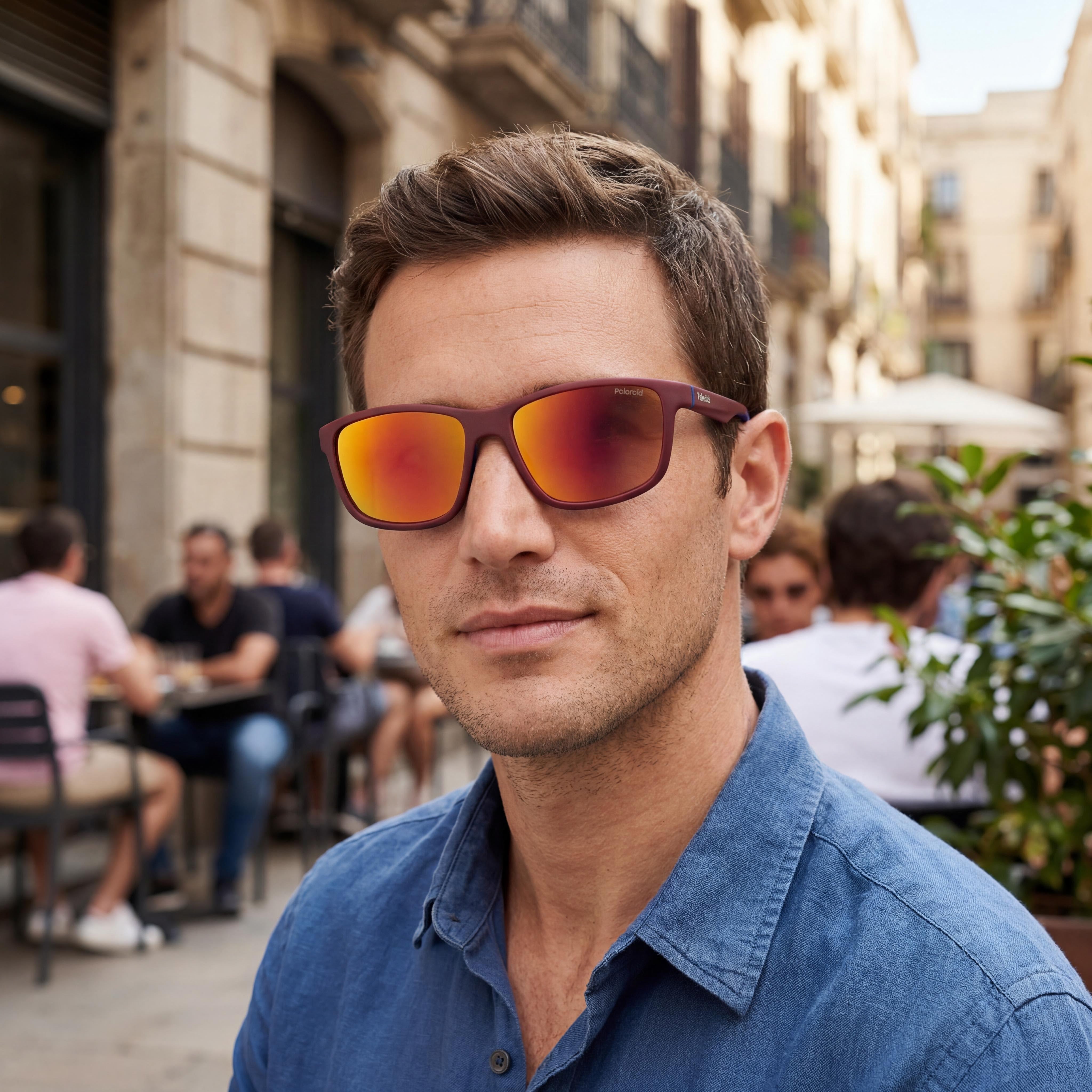 Polaroid Men's Casual Sunglasses with Matte Red Rubber Frame and Polarized Polycarbonate Lenses 58mm, Photo 5